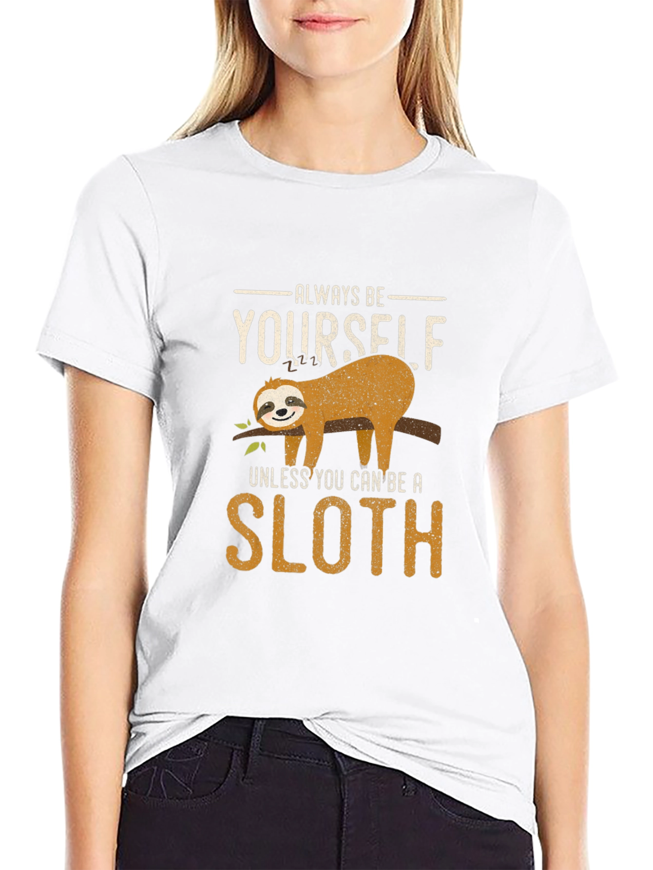 Black Always Be Yourself Sloth Graphic Tee view 9