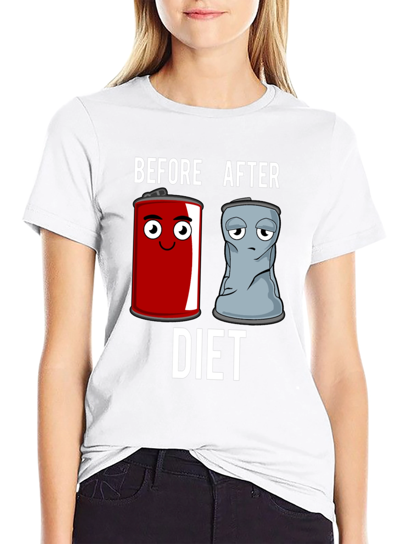 Black Before & After Diet T-Shirt - Humorous Graphic Tee view 9