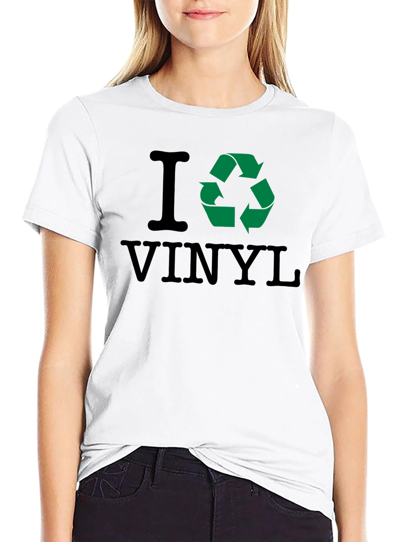 Black I Recycle Vinyl T-Shirt view 9