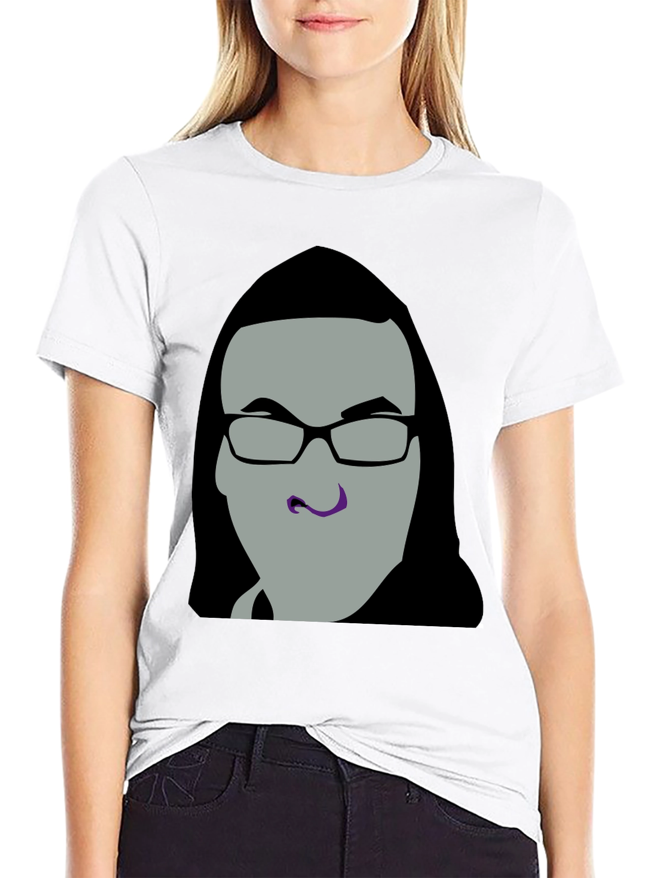 Black Graphic Tee - Man with Glasses view 9