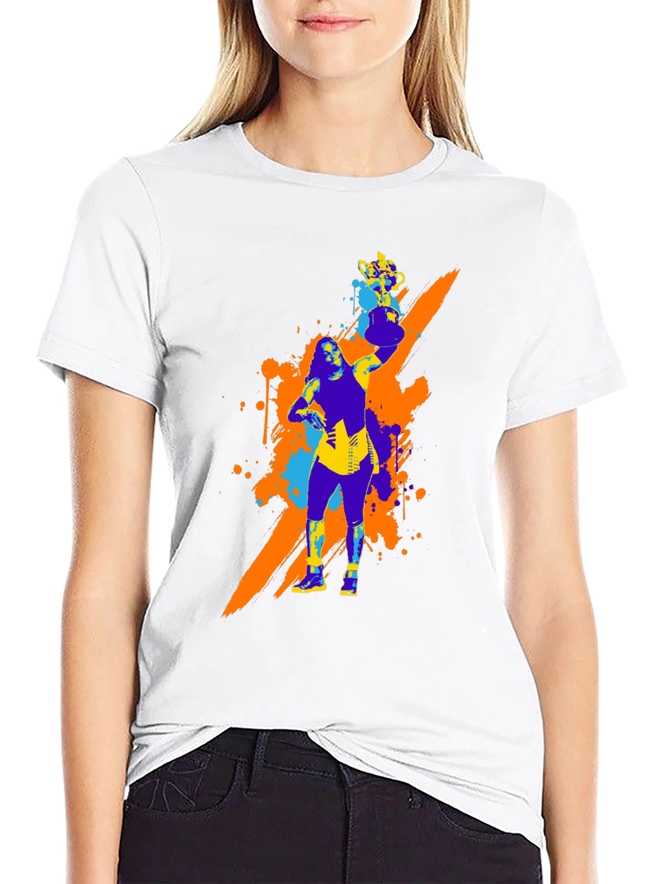 Black Bold Graphic Tee - Woman with Trophy view 9