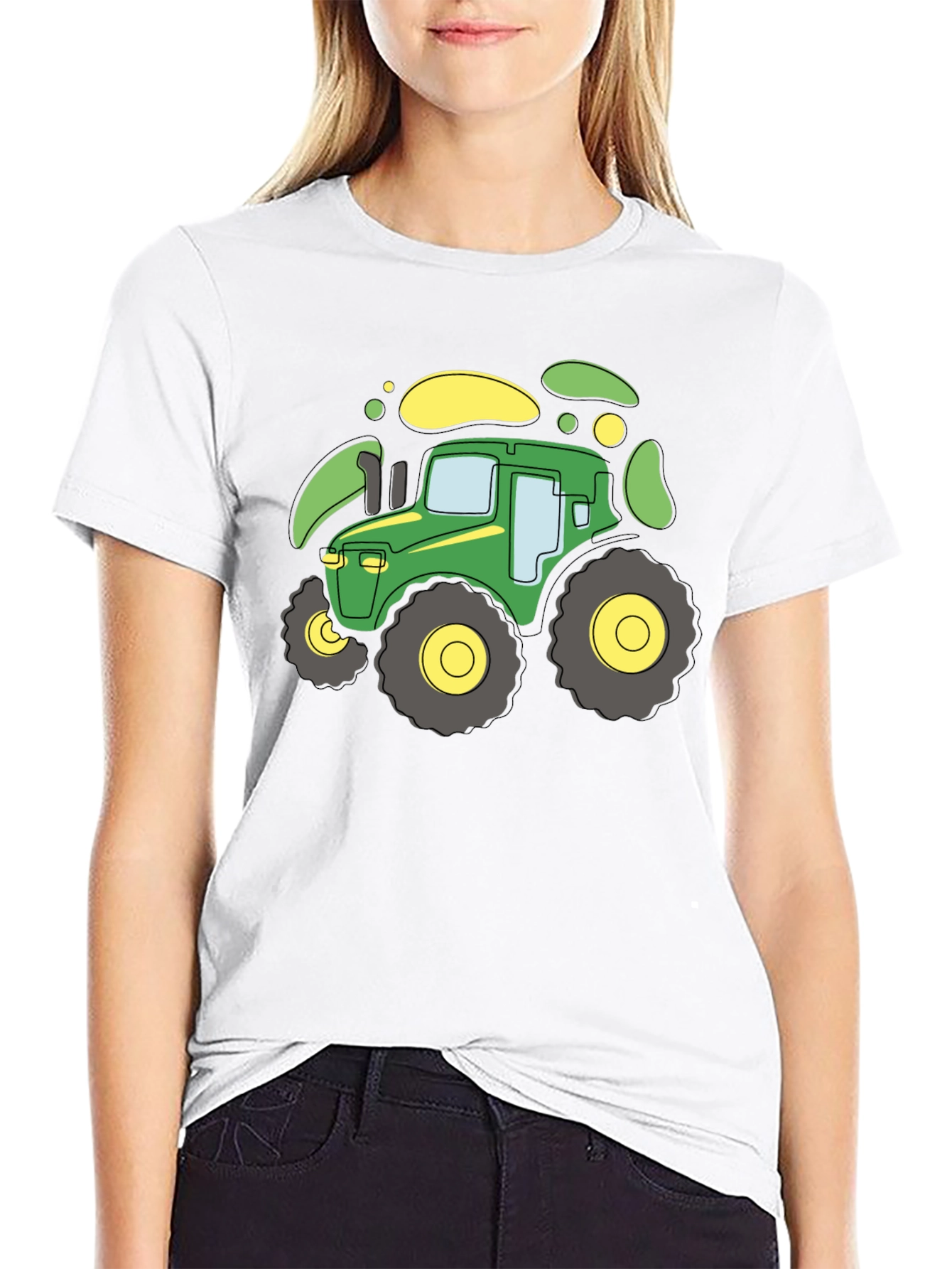 Black Cartoon Tractor Graphic T-Shirt - Black view 9
