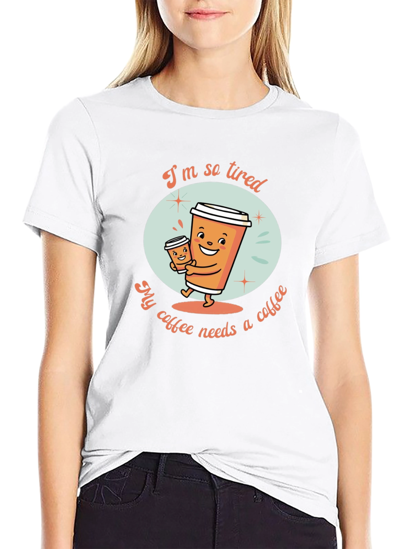 Black Funny Coffee Lover T-Shirt - I'm So Tired Design view 9