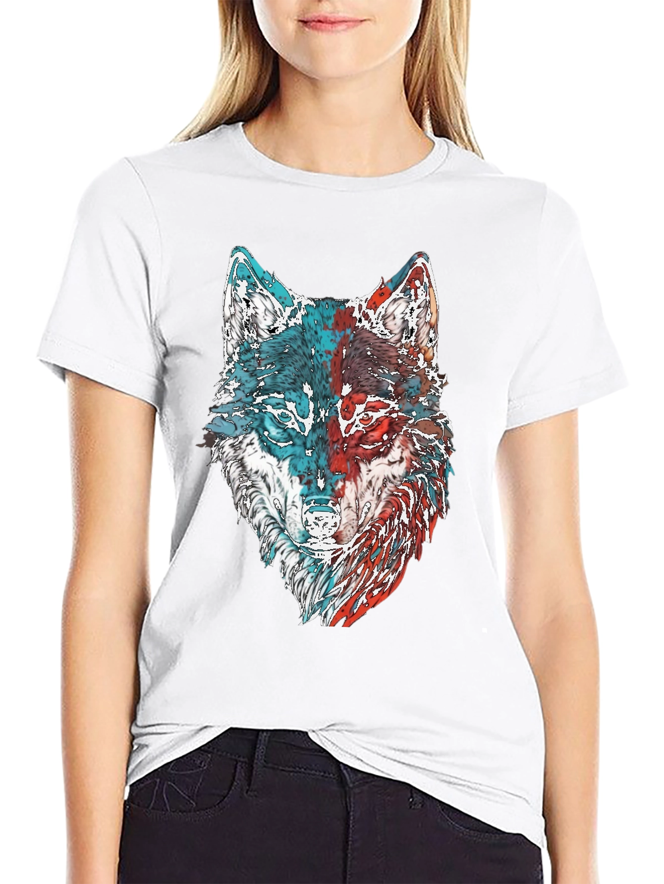 Black Wolf Graphic Print Men's T-Shirt view 9