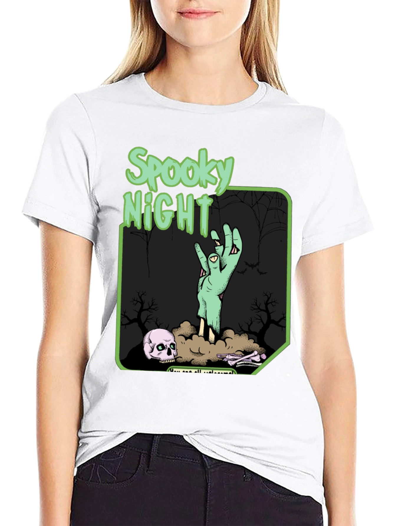 Black Spooky Night Graphic T-Shirt view 9