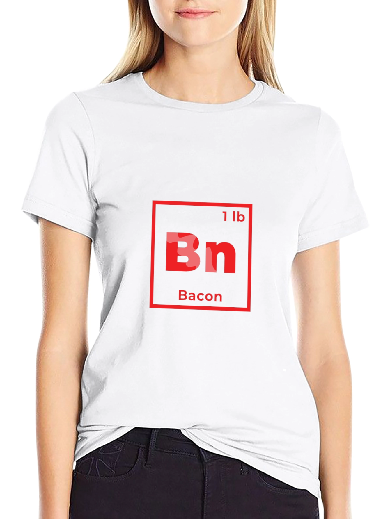 Black Bacon Periodic Table Style Men's Black T-Shirt view 9