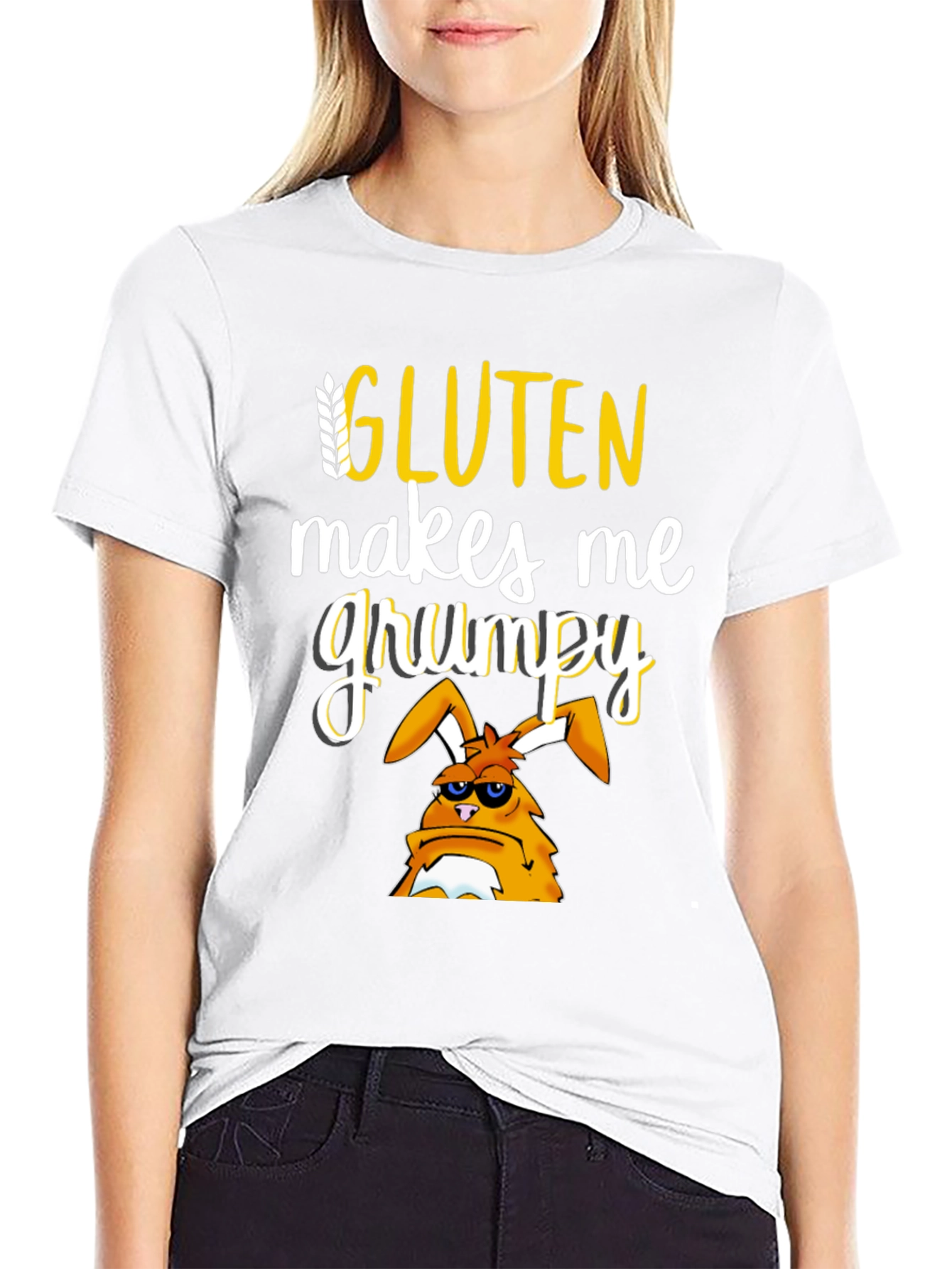 Black Gluten Makes Me Grumpy T-Shirt view 9