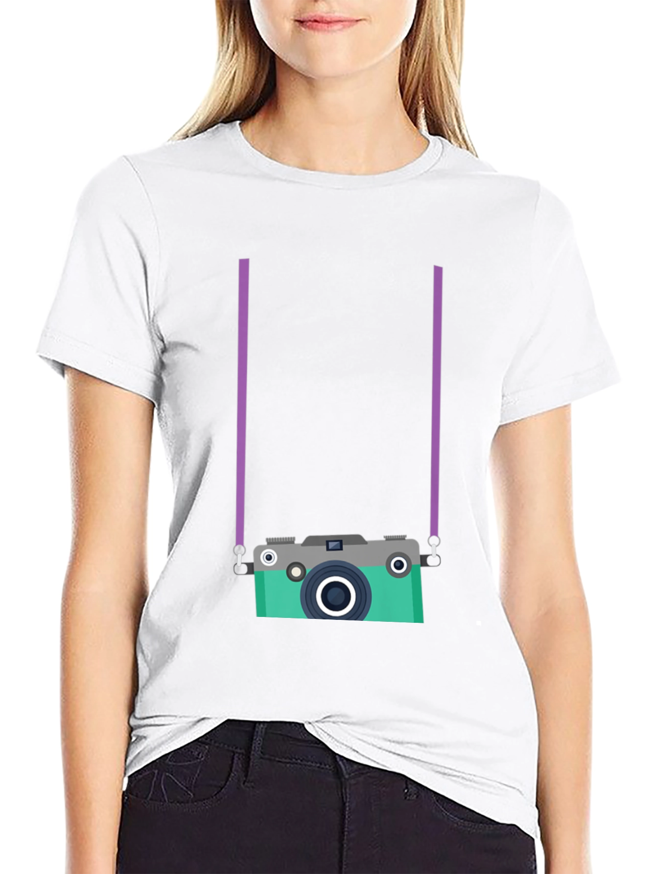 Black Retro Camera Graphic Tee view 9
