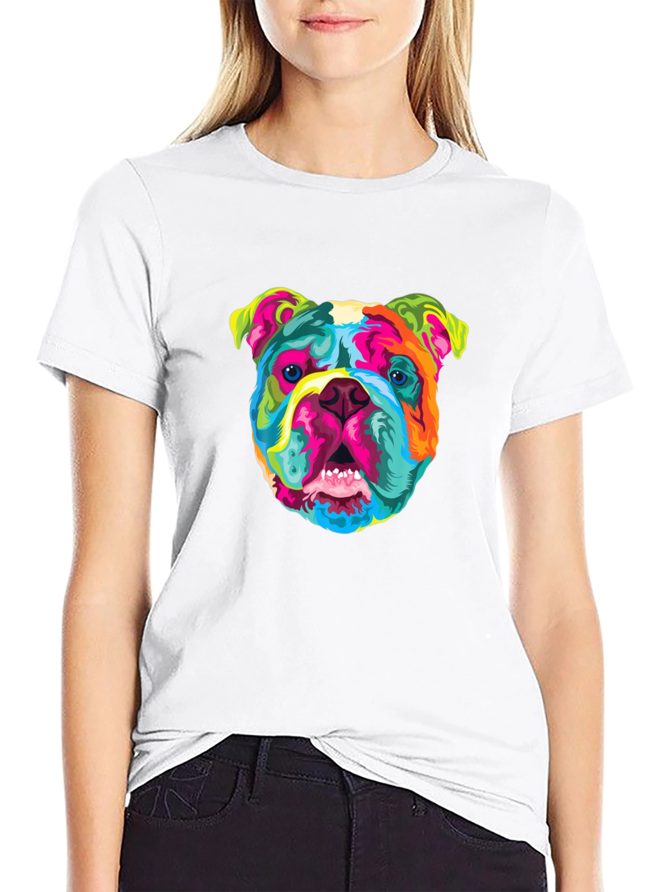 Black Vibrant Bulldog Graphic Tee - Cool Dog Lover's T-Shirt view 9