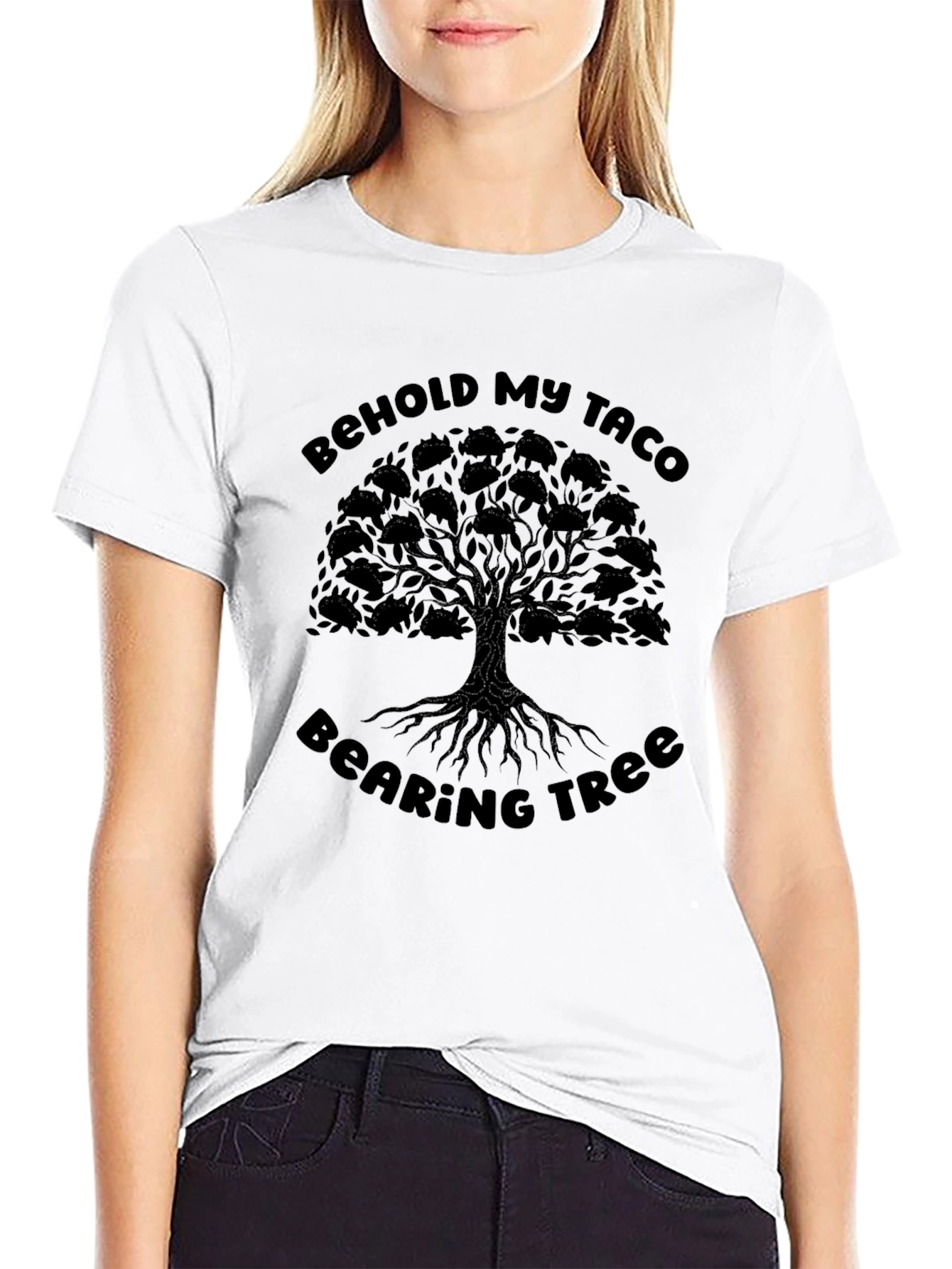 Black Taco Tree Graphic Tee - Behold My Taco Bearing Tree view 9