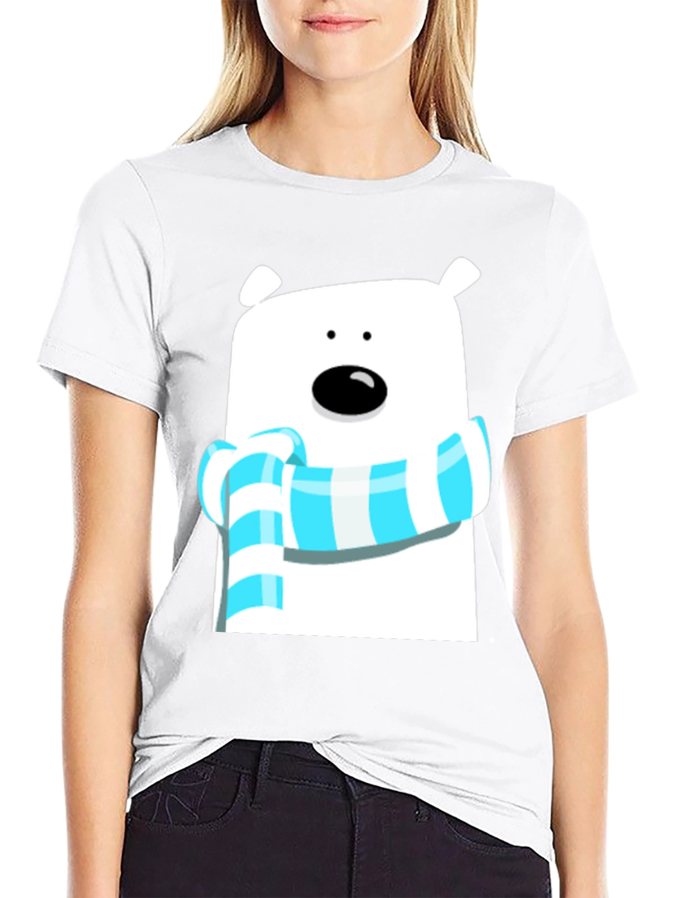 Black Bear Scarf Graphic Tee - Cute Black T-Shirt view 9