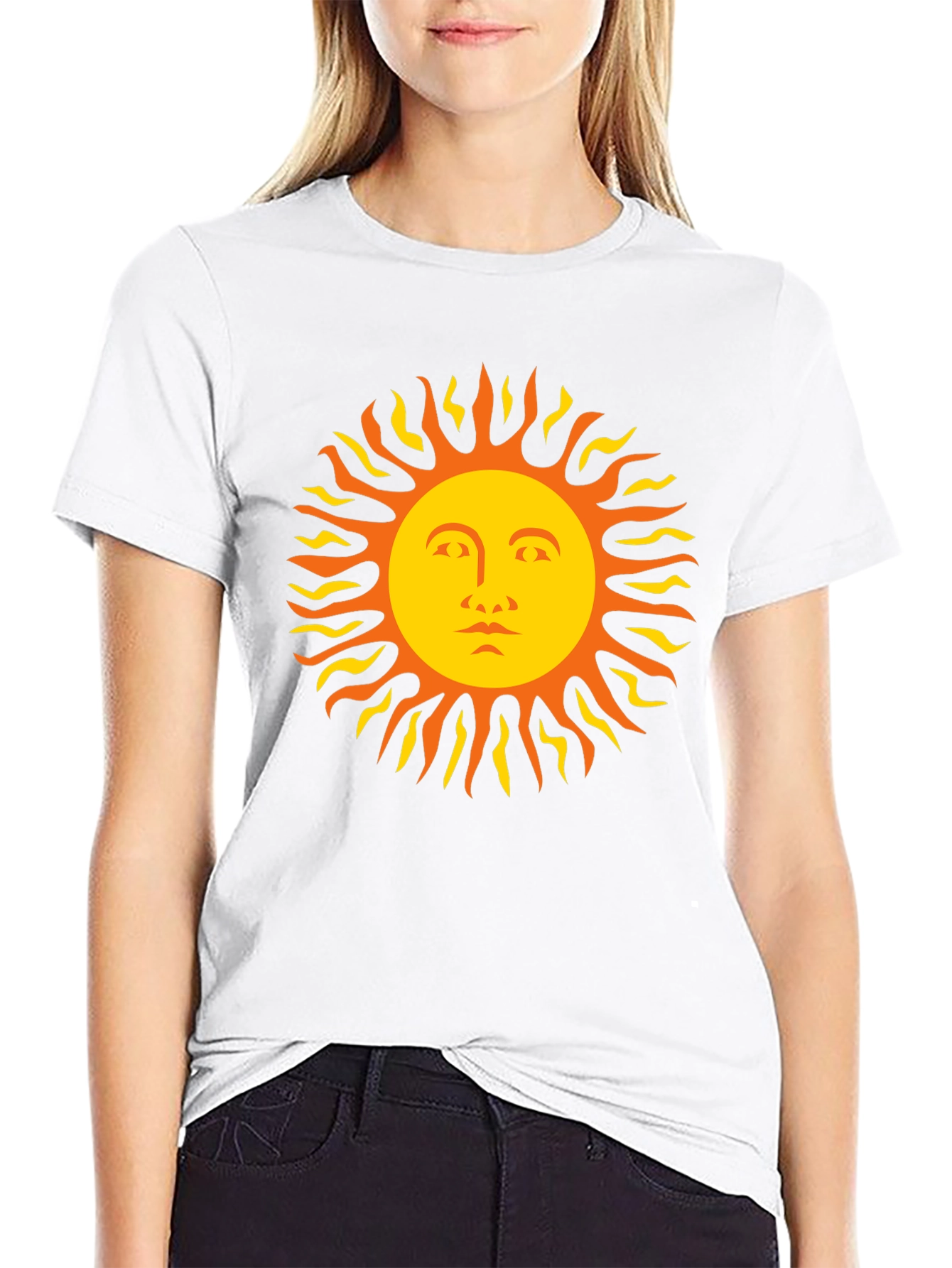 Black Sun Face Graphic Tee - Black Cotton T-Shirt view 9