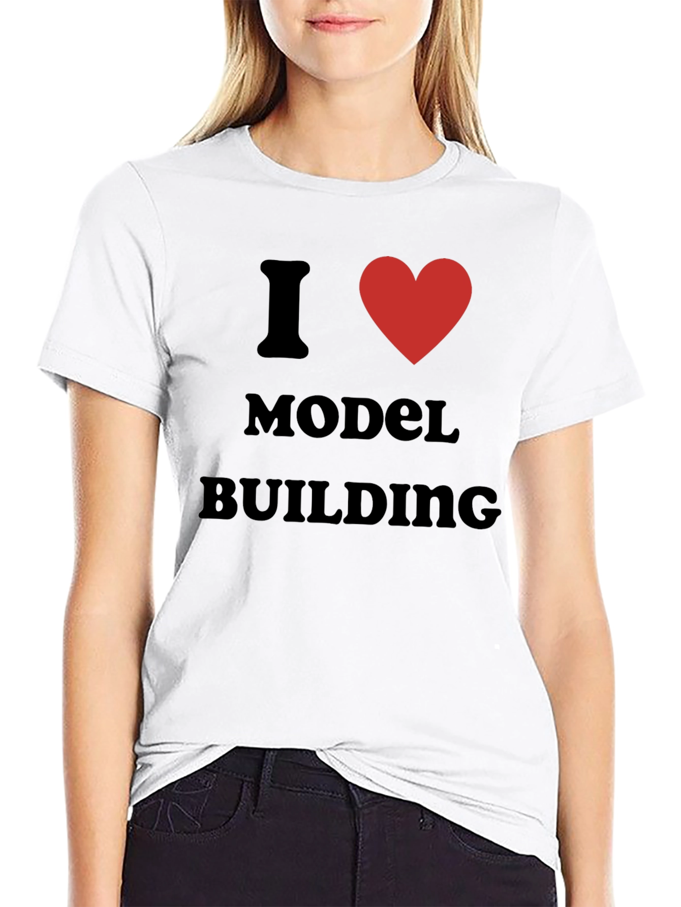 Black I Love Model Building Black T-Shirt view 9