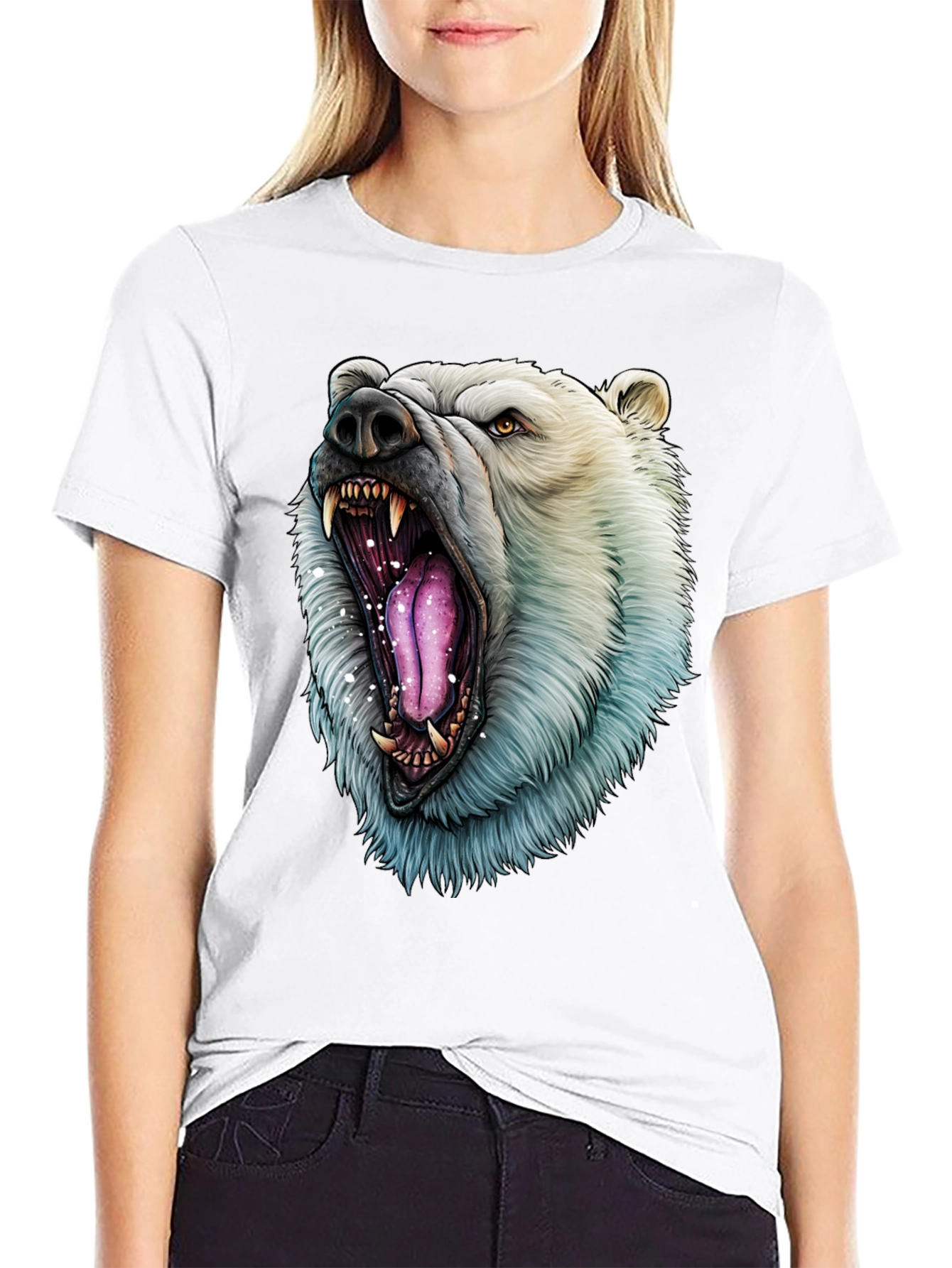 Black Polar Bear Graphic Tee - Roaring Wild Style view 9