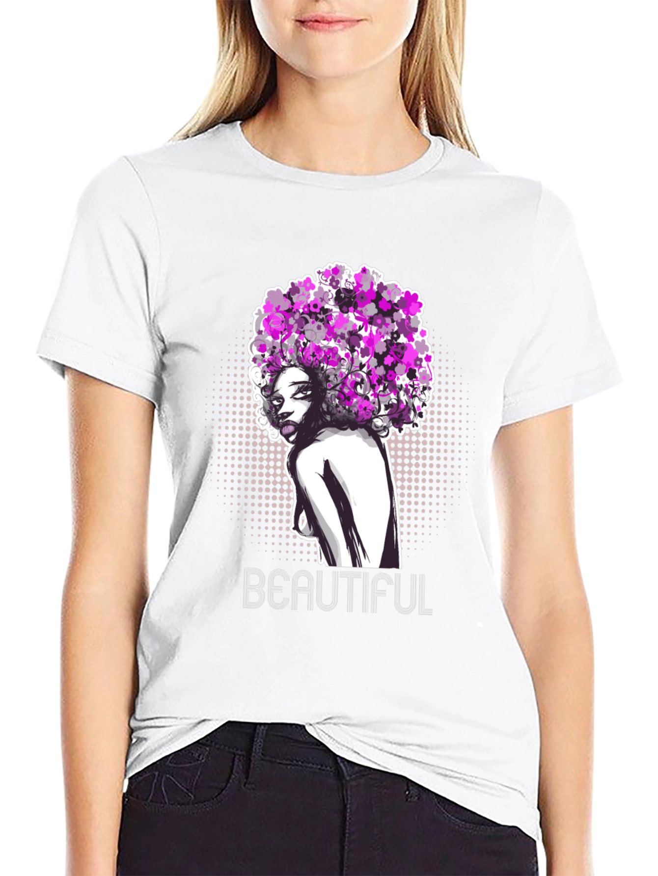 Black Beautiful Woman Graphic T-Shirt - Black view 9