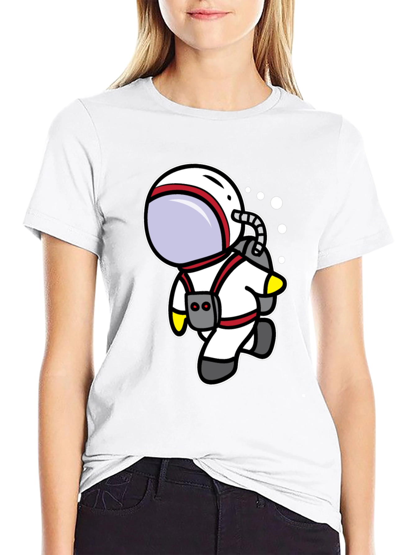 Black Cartoon Astronaut Black T-Shirt view 9