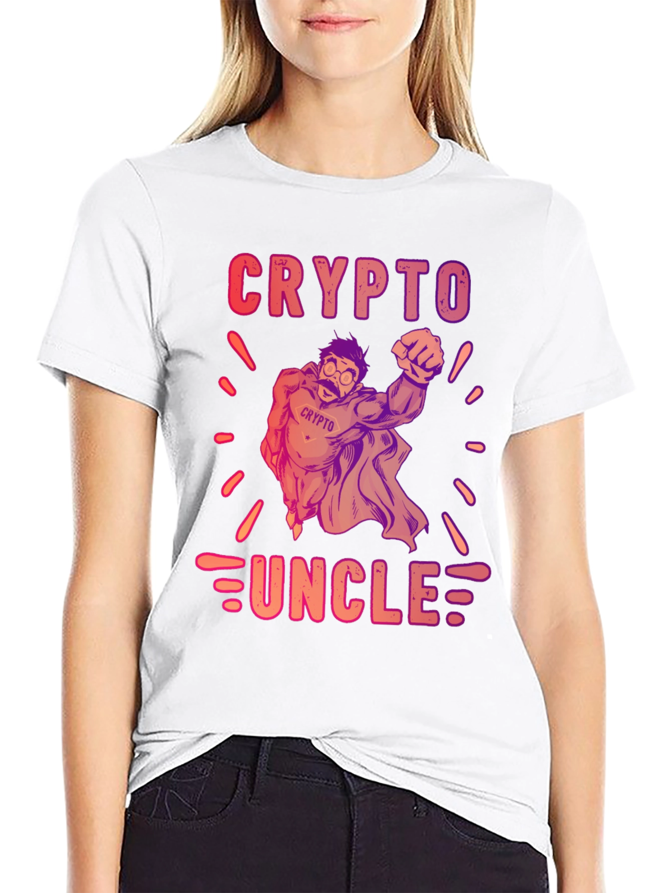 Black Crypto Uncle Graphic T-Shirt - Trendy Design view 9