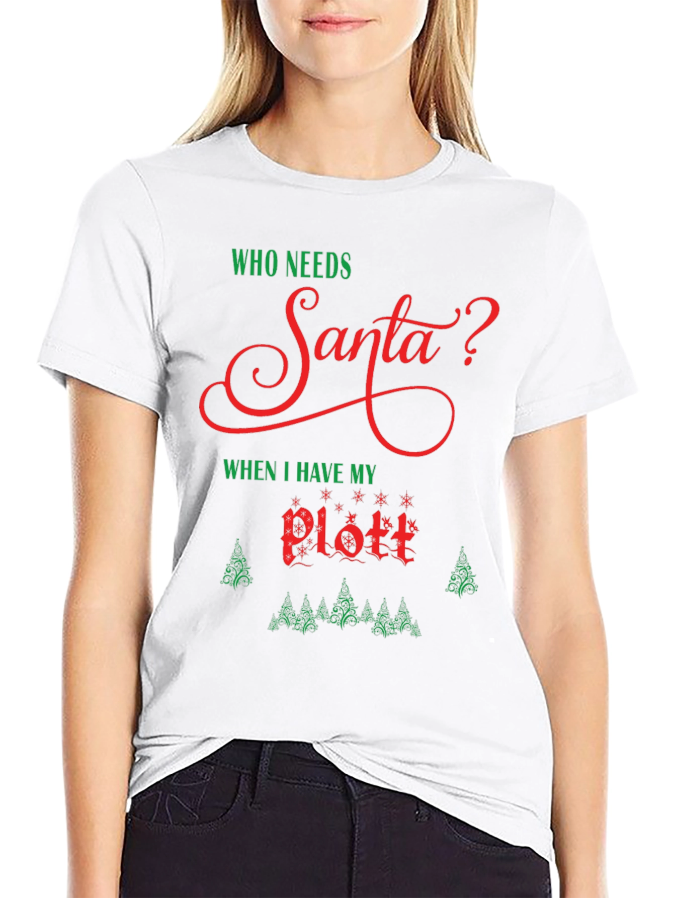 Black Who Needs Santa? 'Plott' T-Shirt view 9