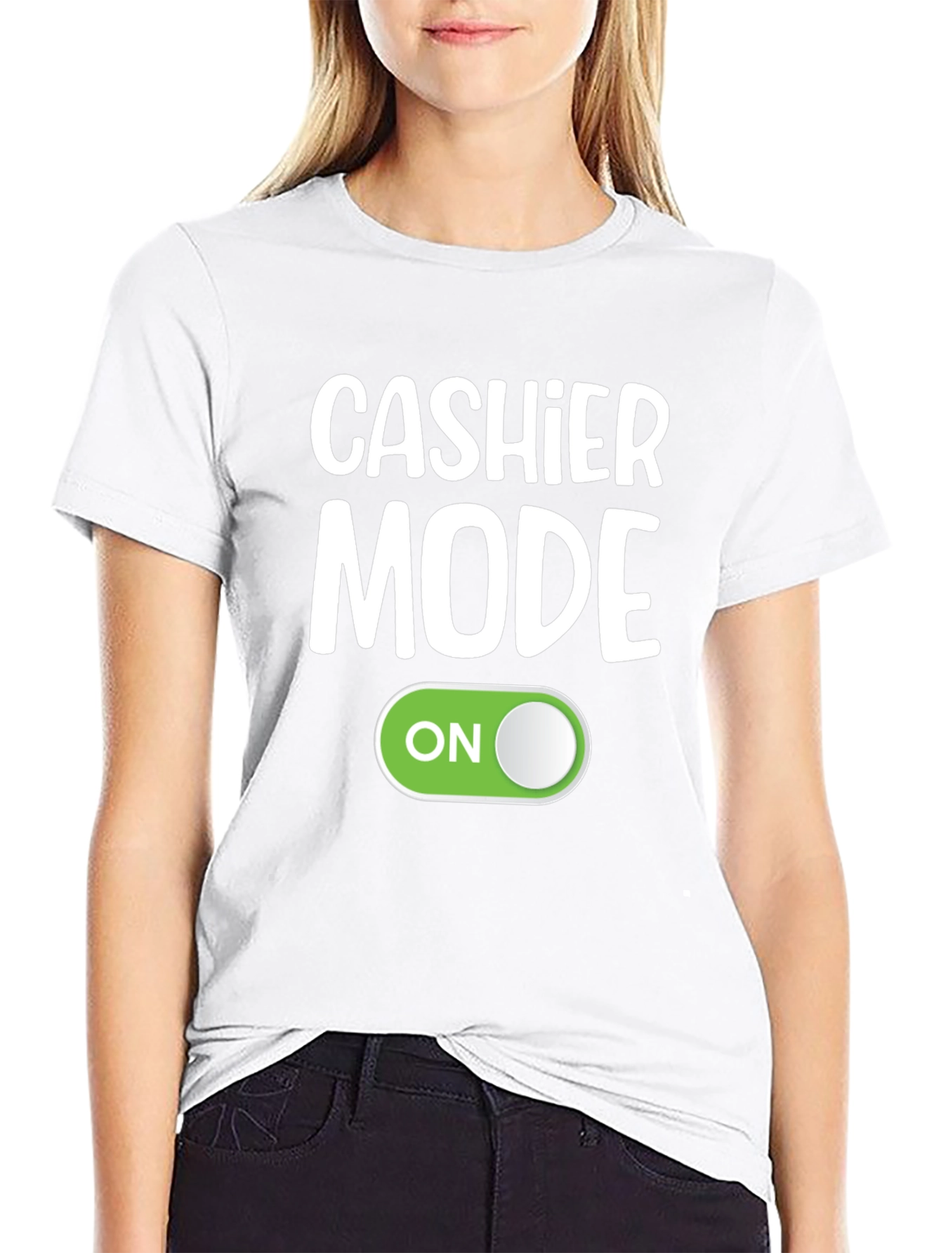 Black Cashier Mode On Black T-Shirt Funny Employee Gift view 9