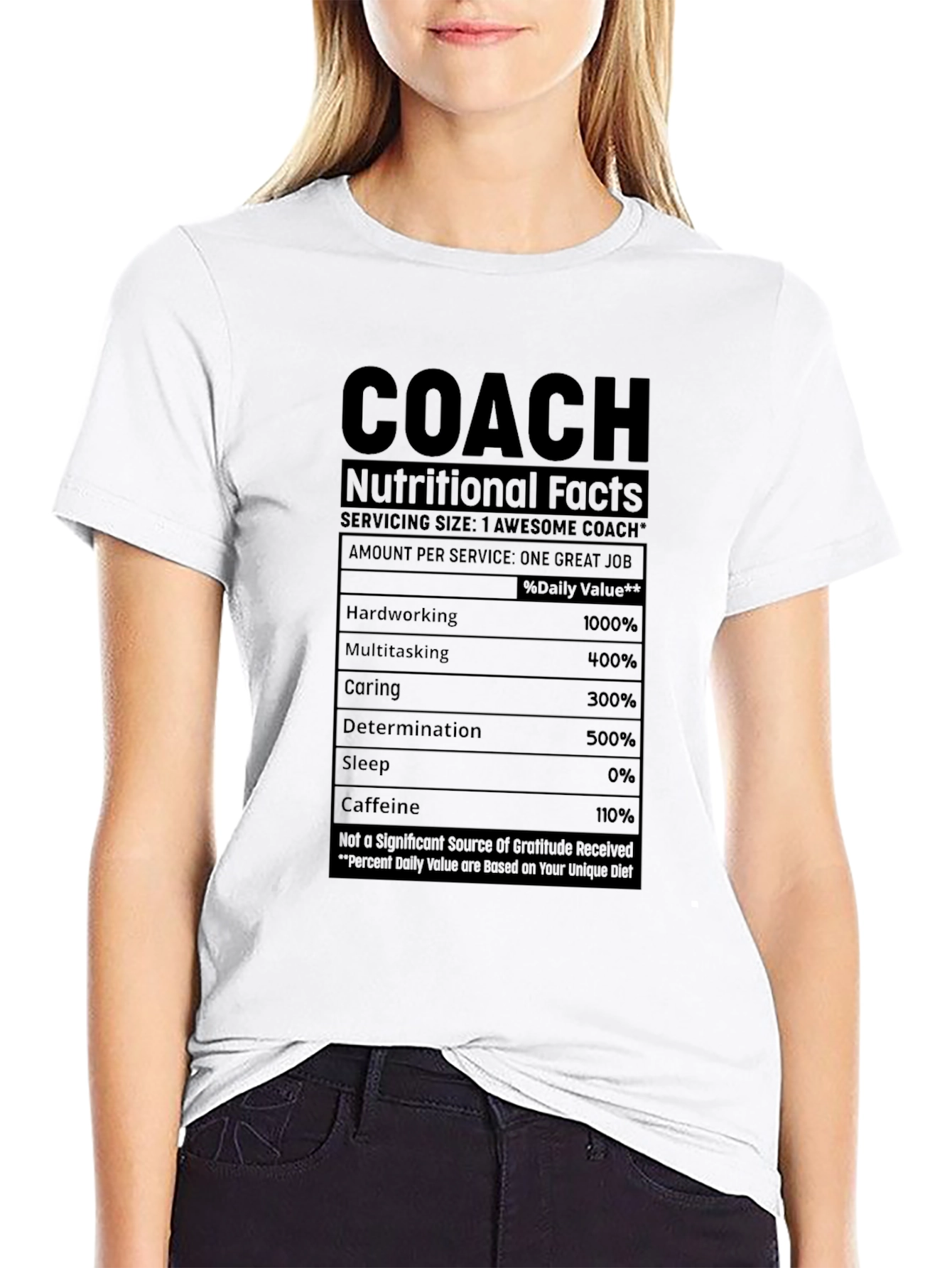 Black Awesome Coach Nutritional Facts T-Shirt view 9