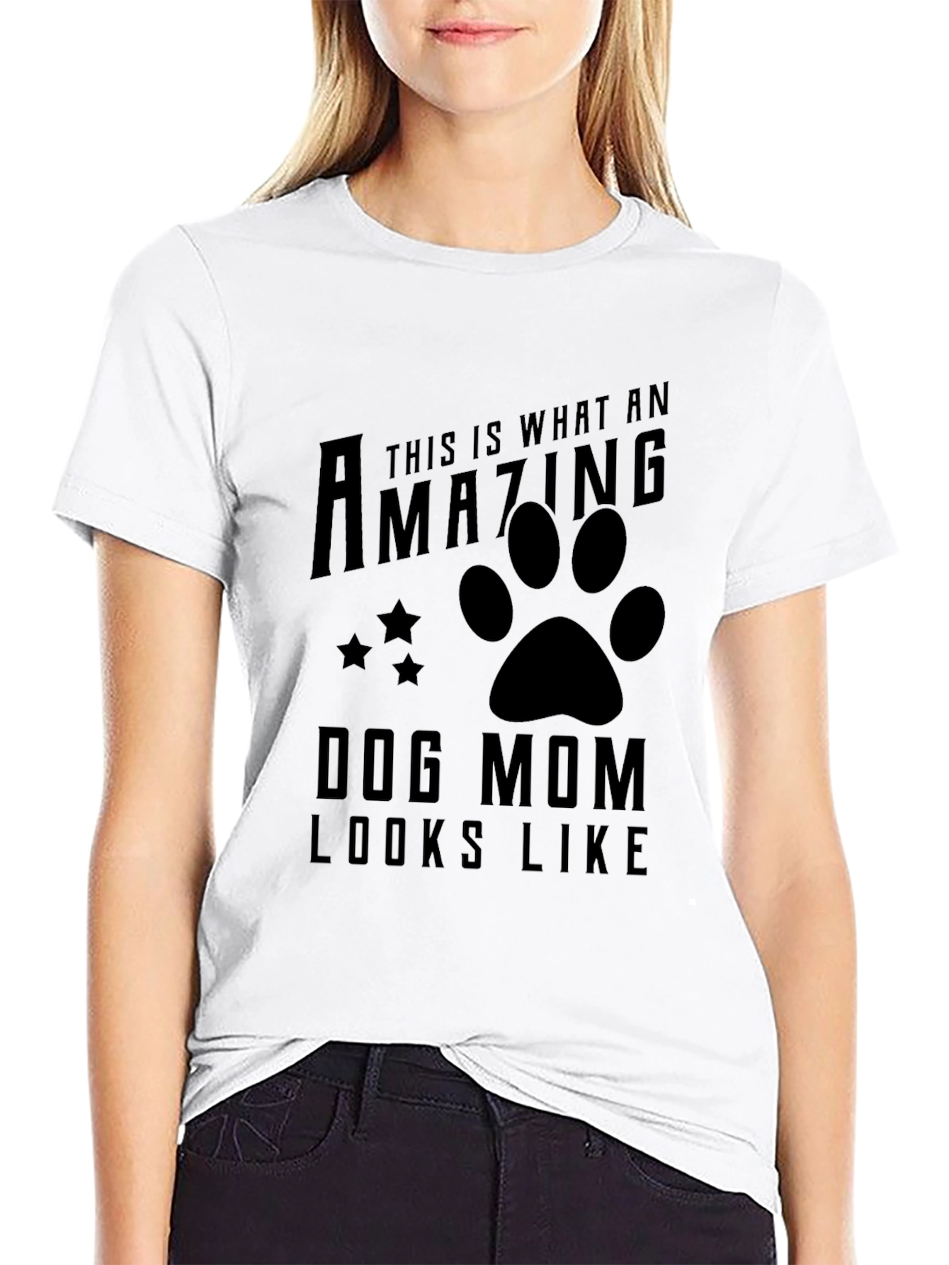 Black Amazing Dog Mom T-Shirt - Black Graphic Tee view 9