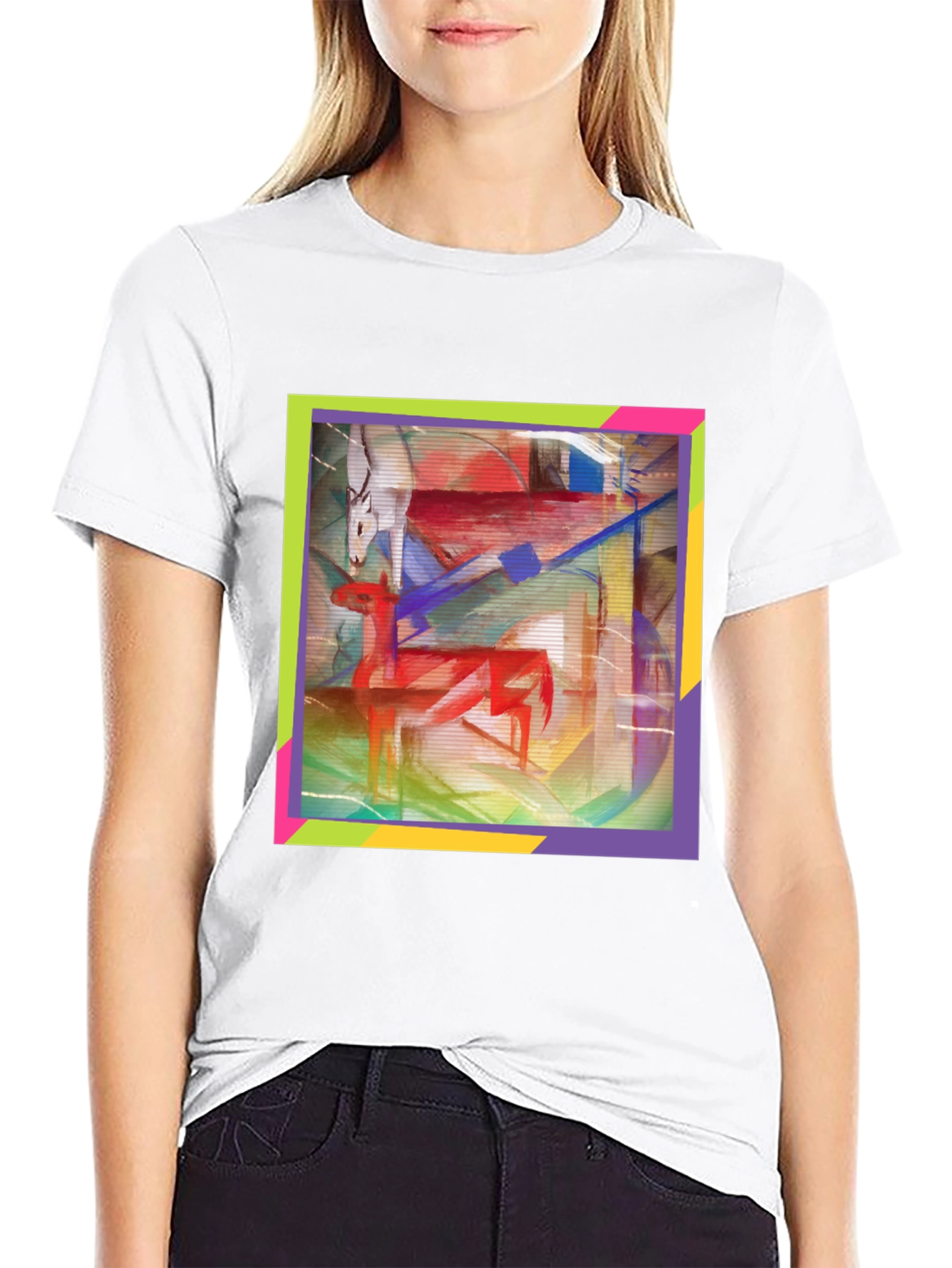 Black Abstract Deer Graphic Tee - Artistic Menswear view 9