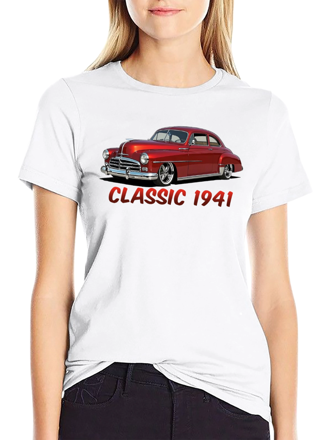 Black Classic 1941 Car Graphic T-Shirt view 9