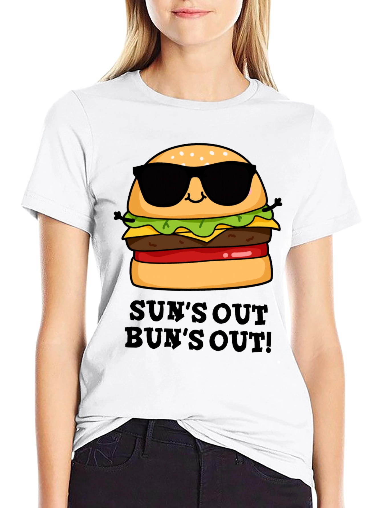 Black Sun's Out Bun's Out Burger Graphic Tee view 9