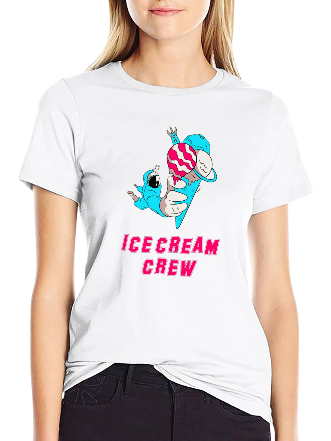 Black Ice Cream Crew Graphic Tee - Black Cotton Blend view 9