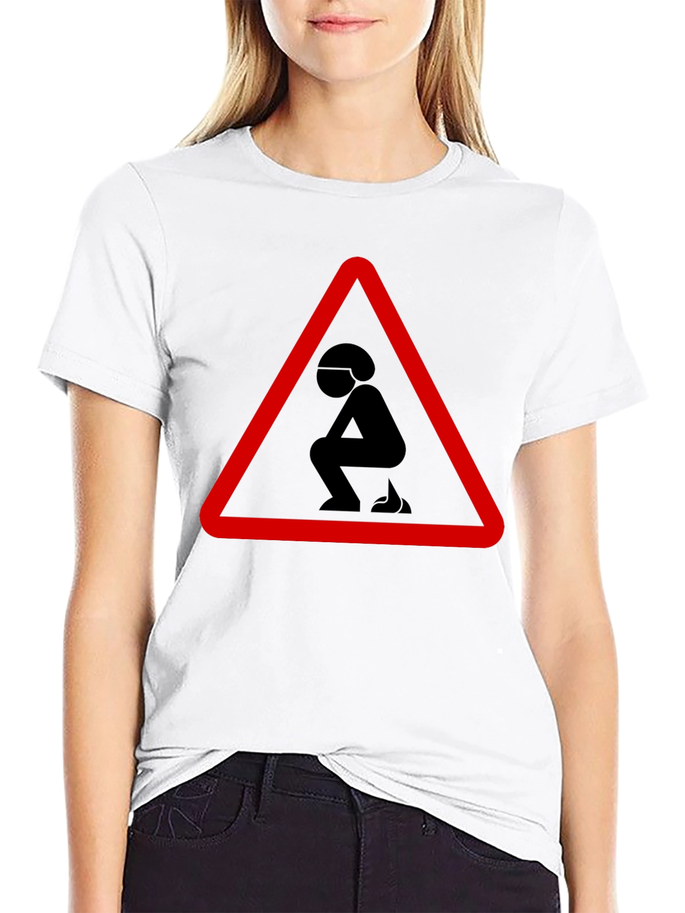 Black Funny Poop Warning Graphic T-Shirt view 9