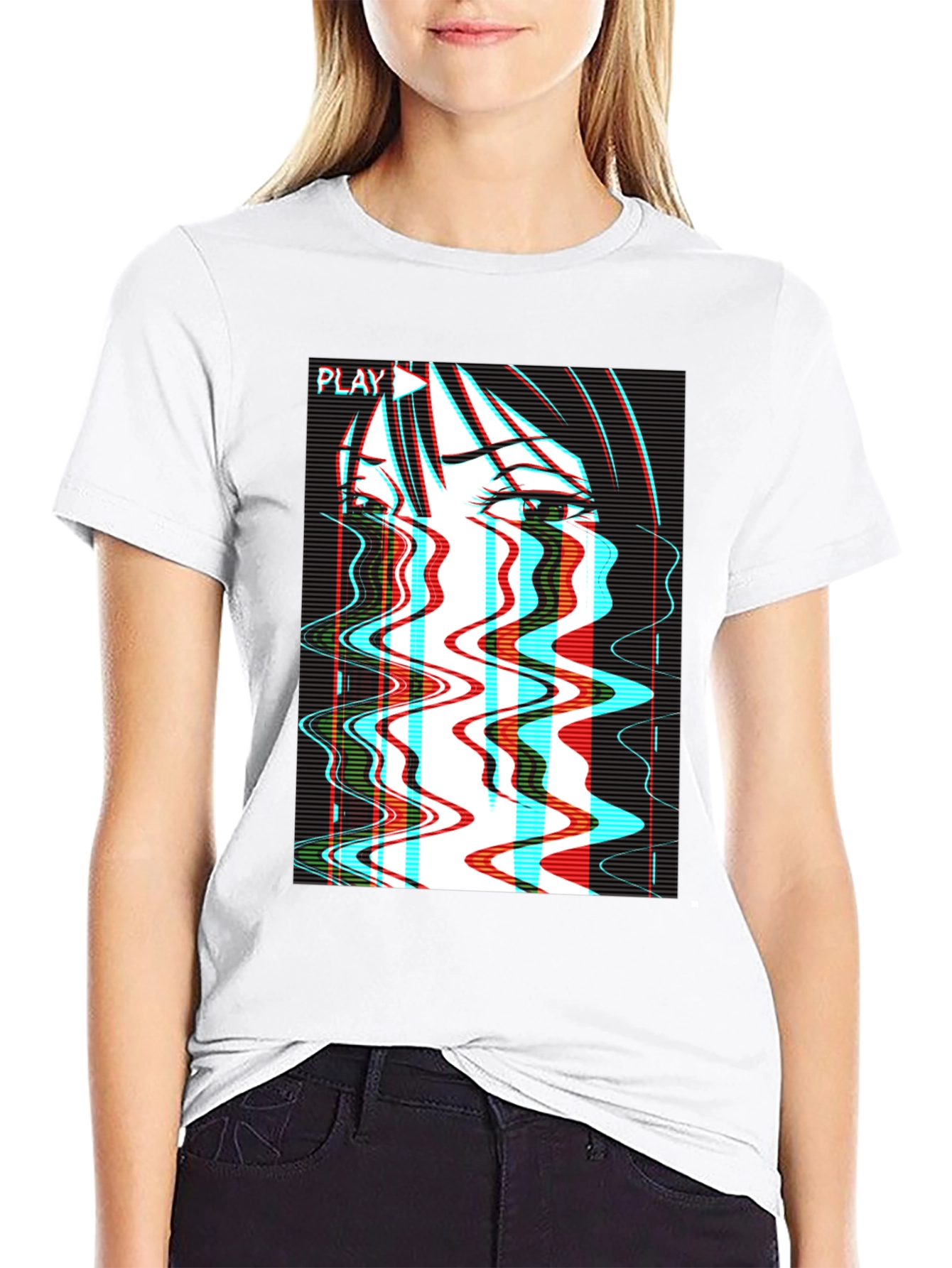 Black Glitch Anime T-Shirt - Vaporwave Aesthetic view 9