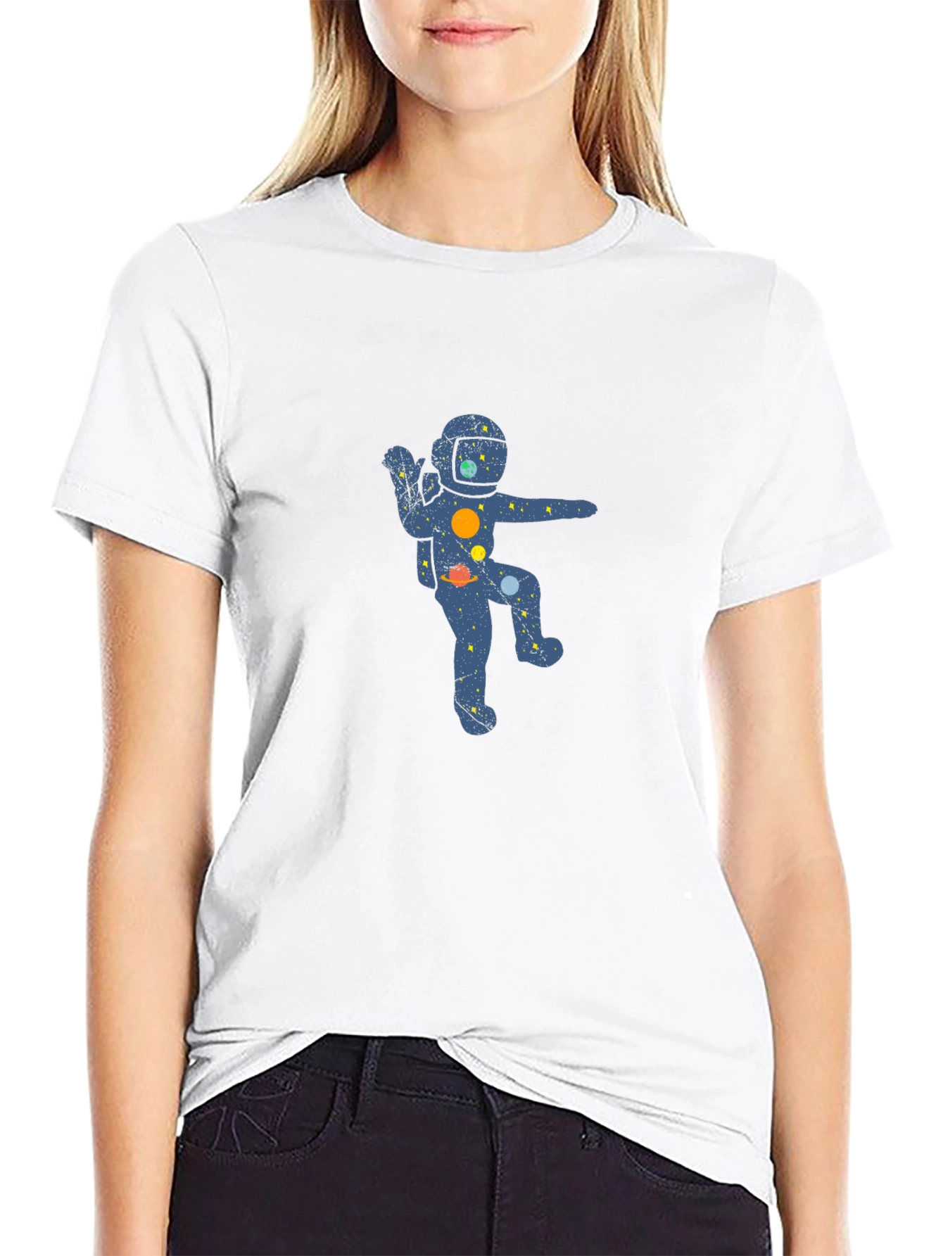 Black Astronaut Space Galaxy Graphic T-Shirt view 9
