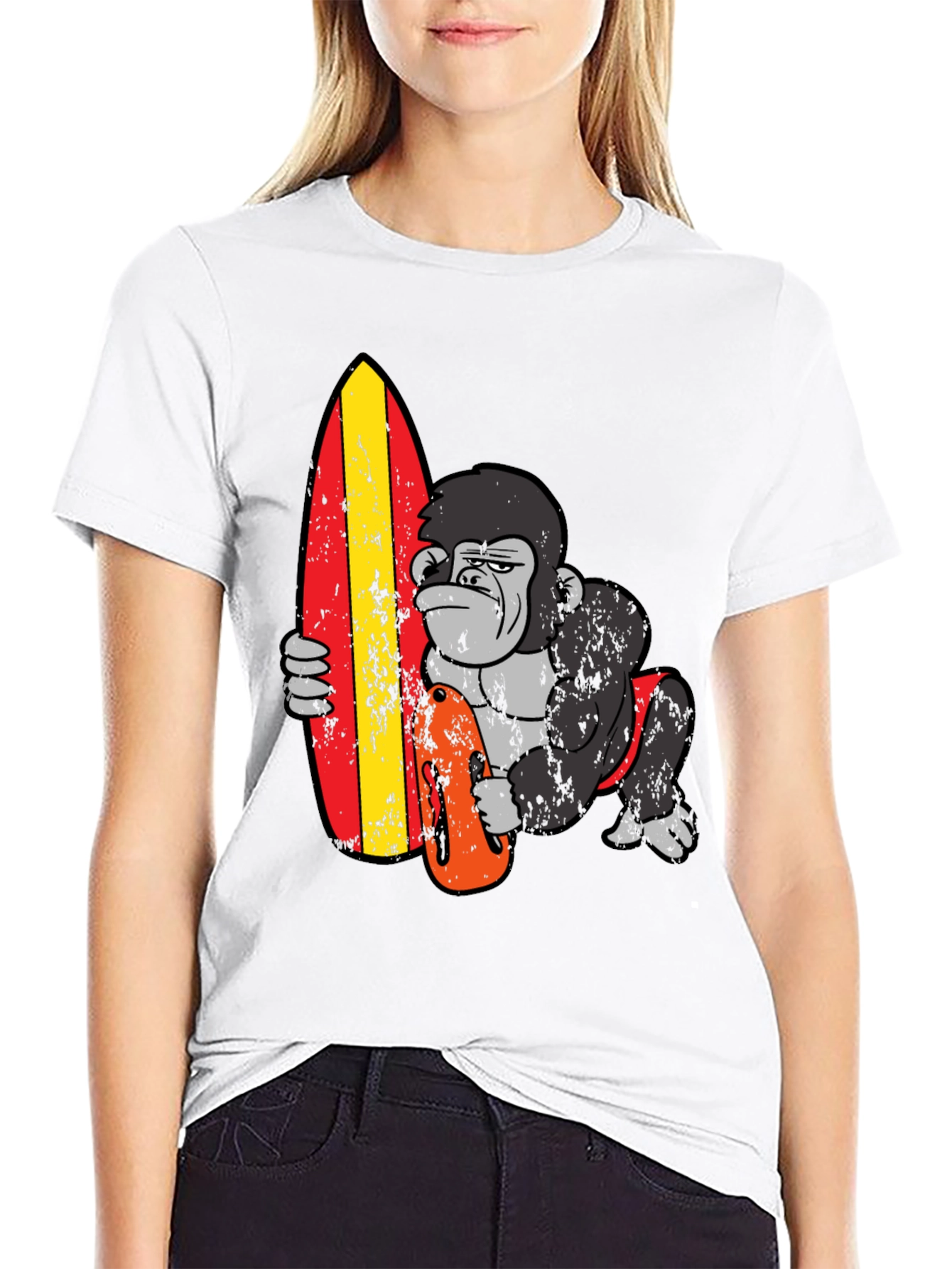 Black Surfing Gorilla Graphic T-Shirt view 9