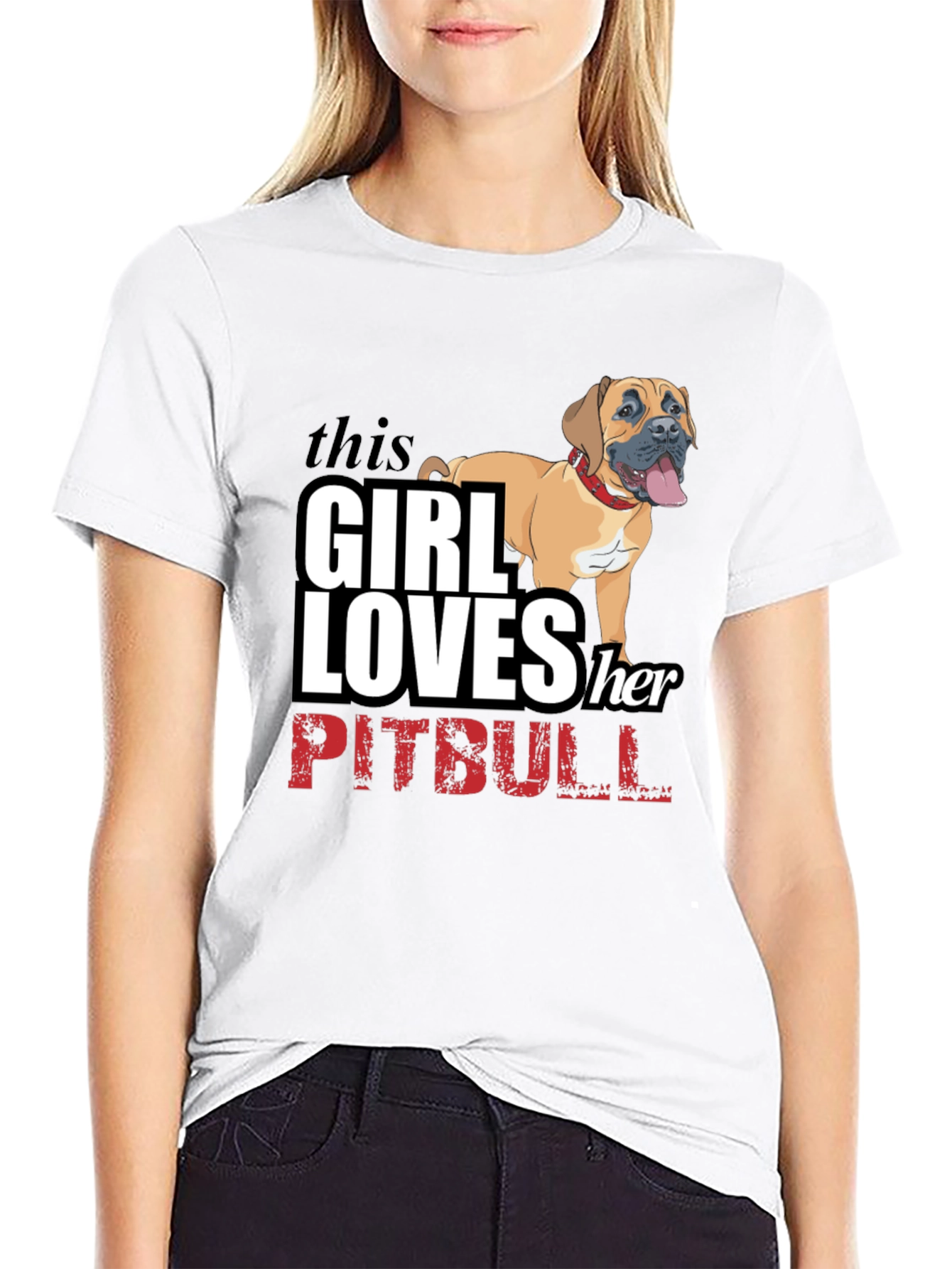 Black Girl Loves Her Pitbull Black T-Shirt view 9