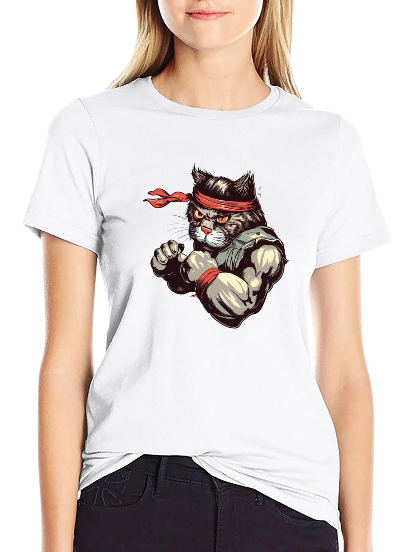 Black Martial Arts Cat T-Shirt - Ninja Cat Tee view 9