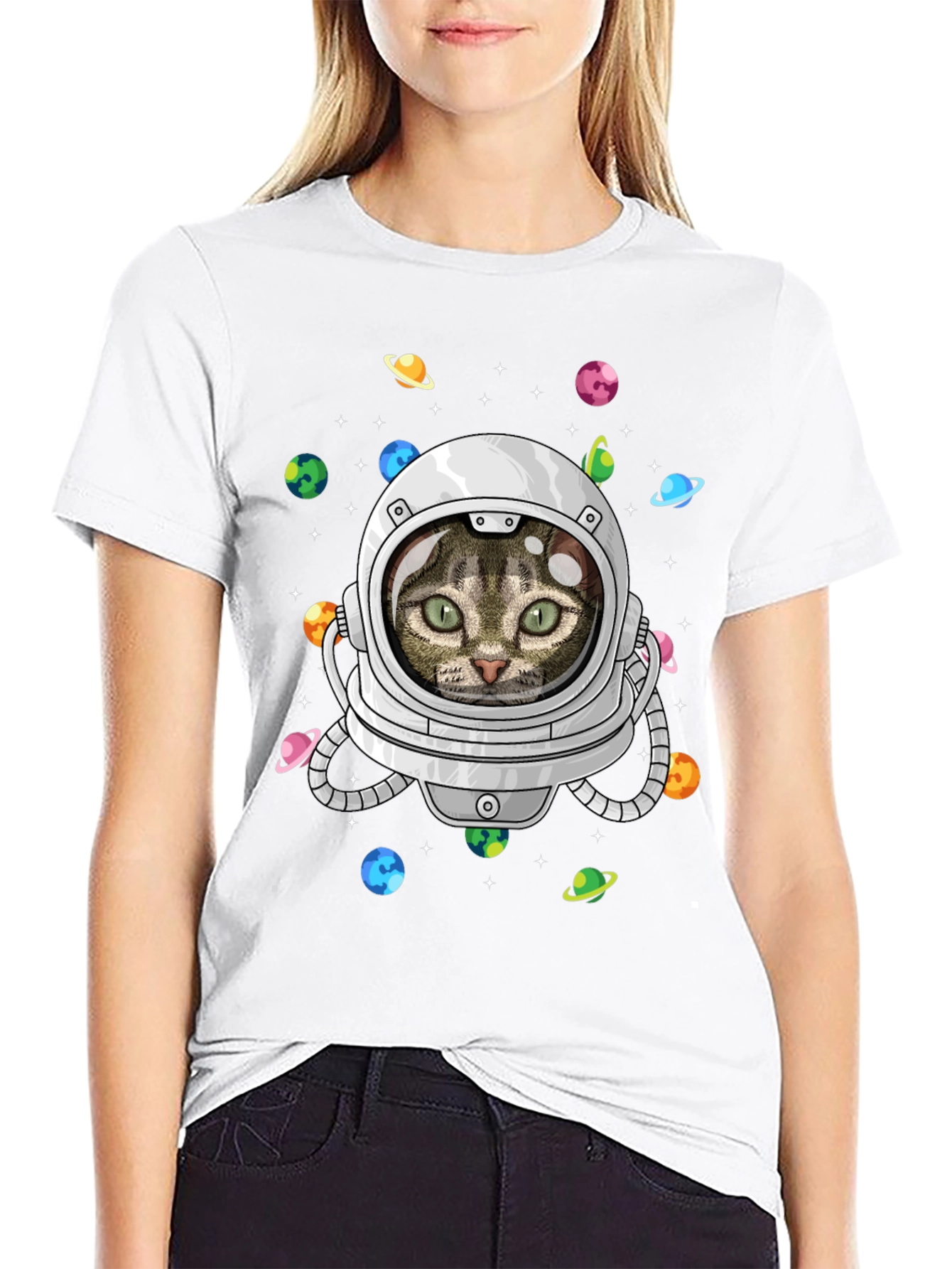 Black Astronaut Cat T-Shirt view 9