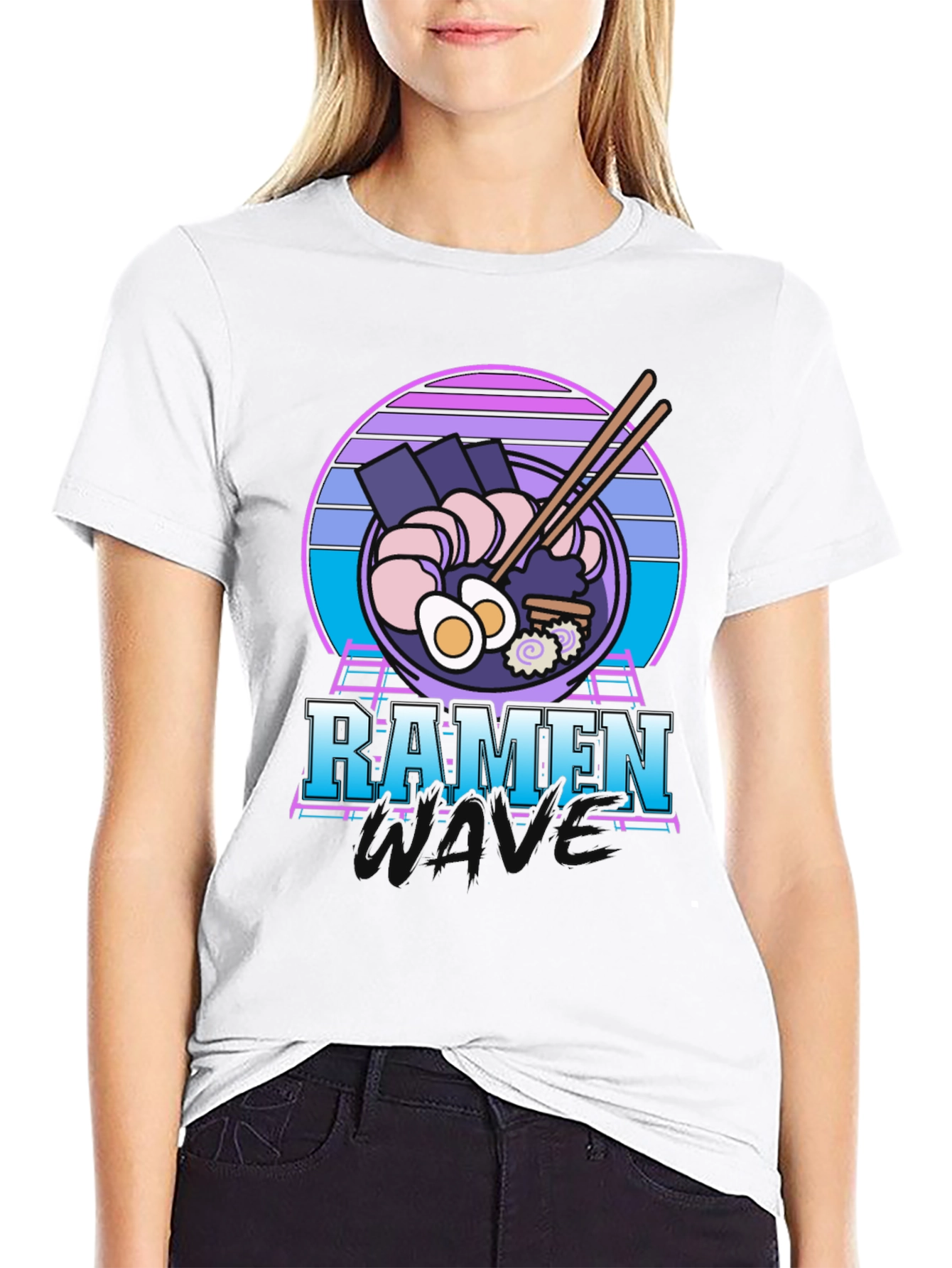 Black Retro Ramen T-Shirt - 80's Vaporwave Style Tee view 9