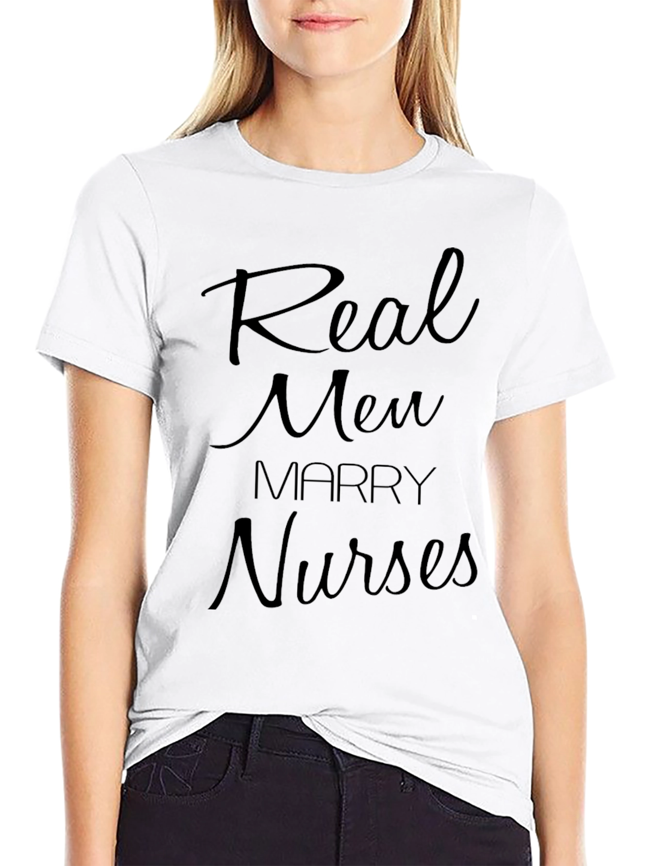 Black Real Men Marry Nurses T-Shirt - Bold Statement Tee view 9