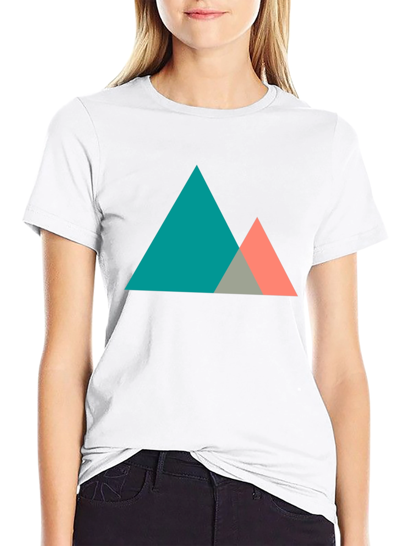 Black Geometric Mountain Graphic Tee - Modern Black T-Shirt view 9