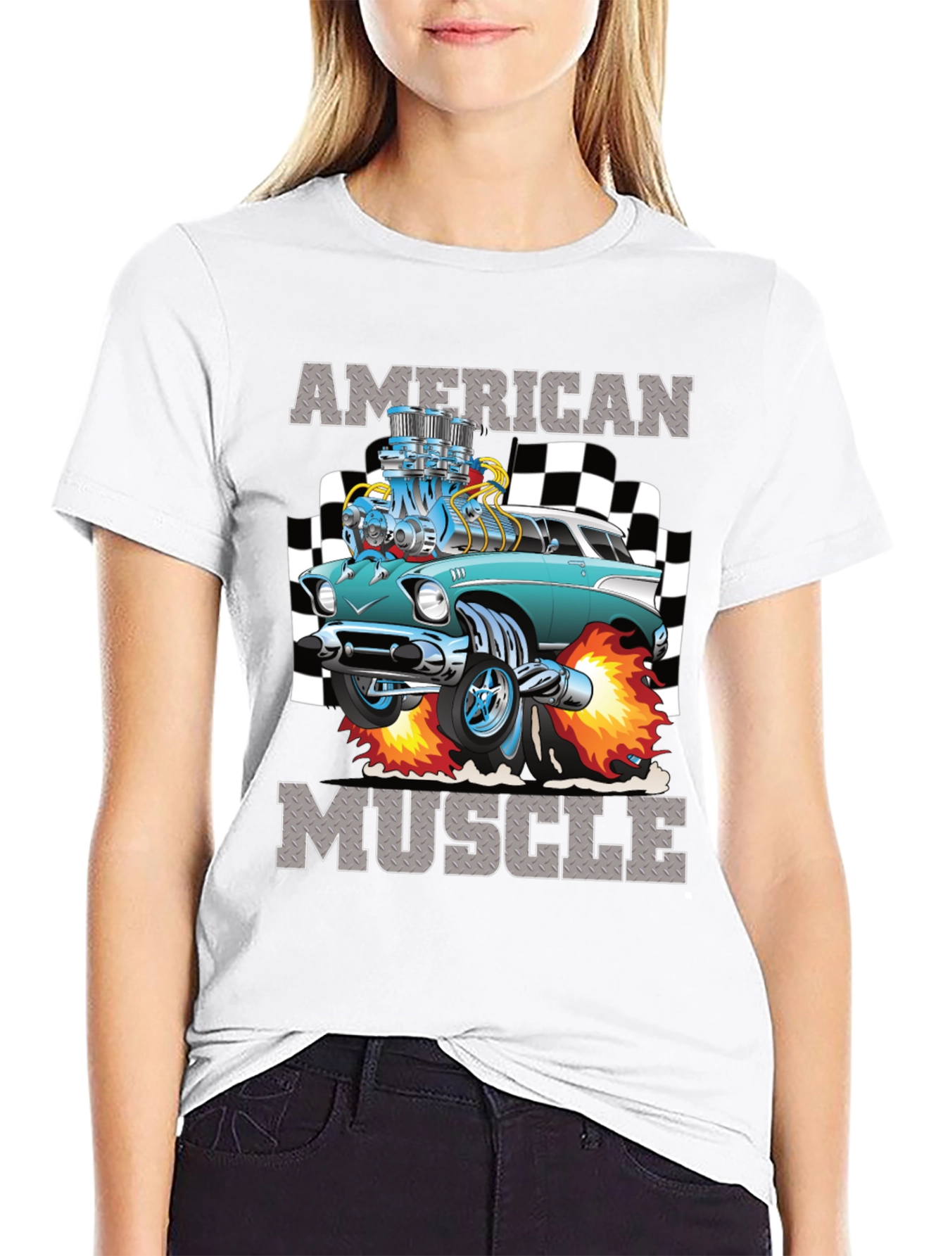 Black American Muscle Car Graphic T-Shirt view 9