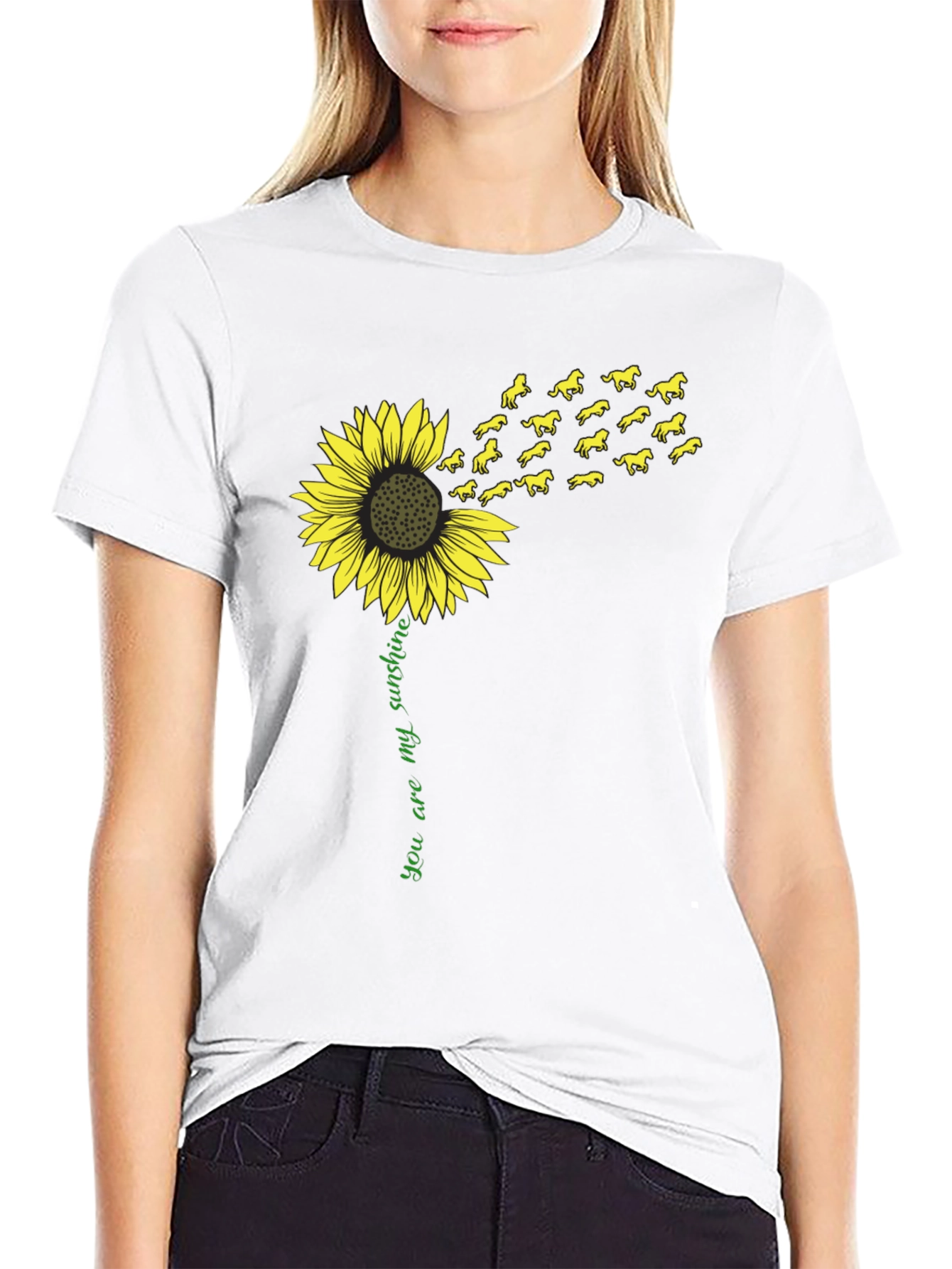 Black Sunflower Horse T-Shirt - You Are My Sunshine Tee view 9