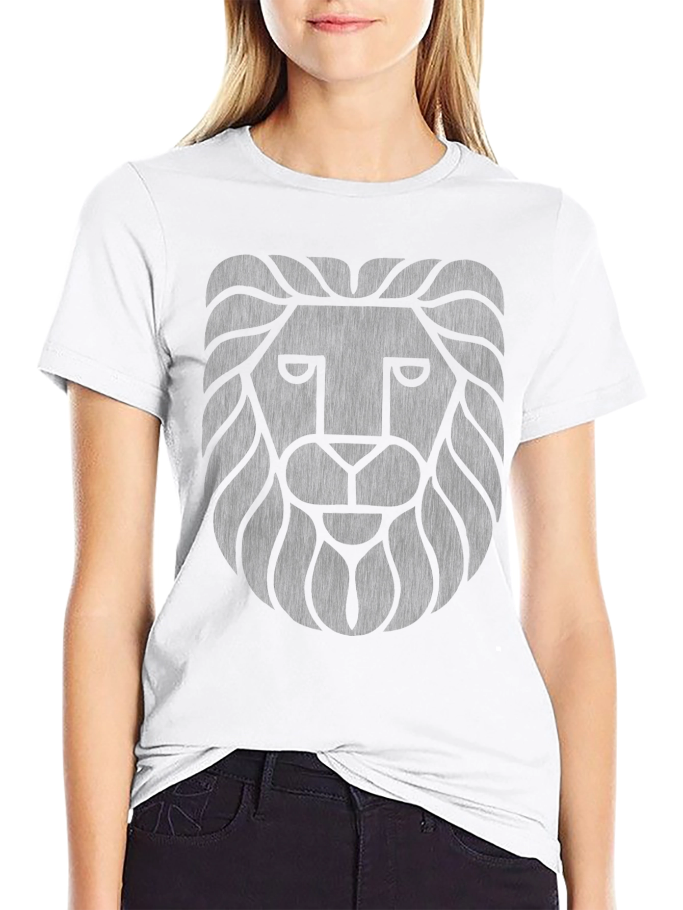 Black Men's Black Lion Graphic Crew Neck T-Shirt view 9