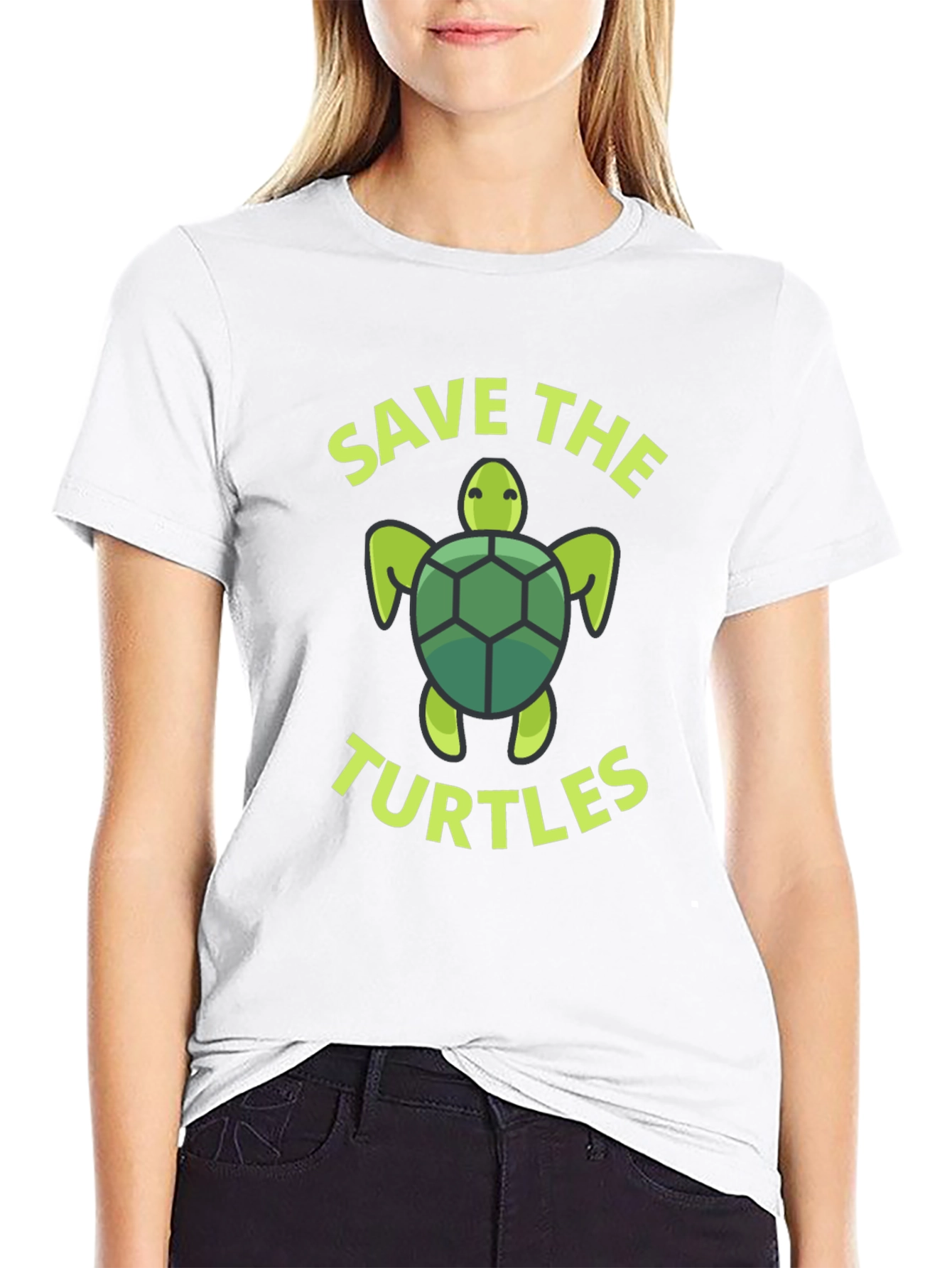 Black Save the Turtles Graphic Tee view 9