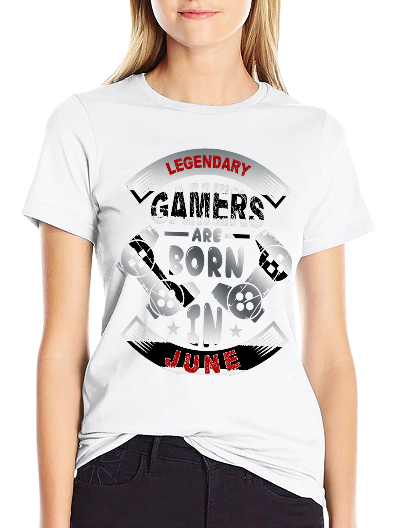 Black Legendary Gamers Born In June Black T-Shirt view 9