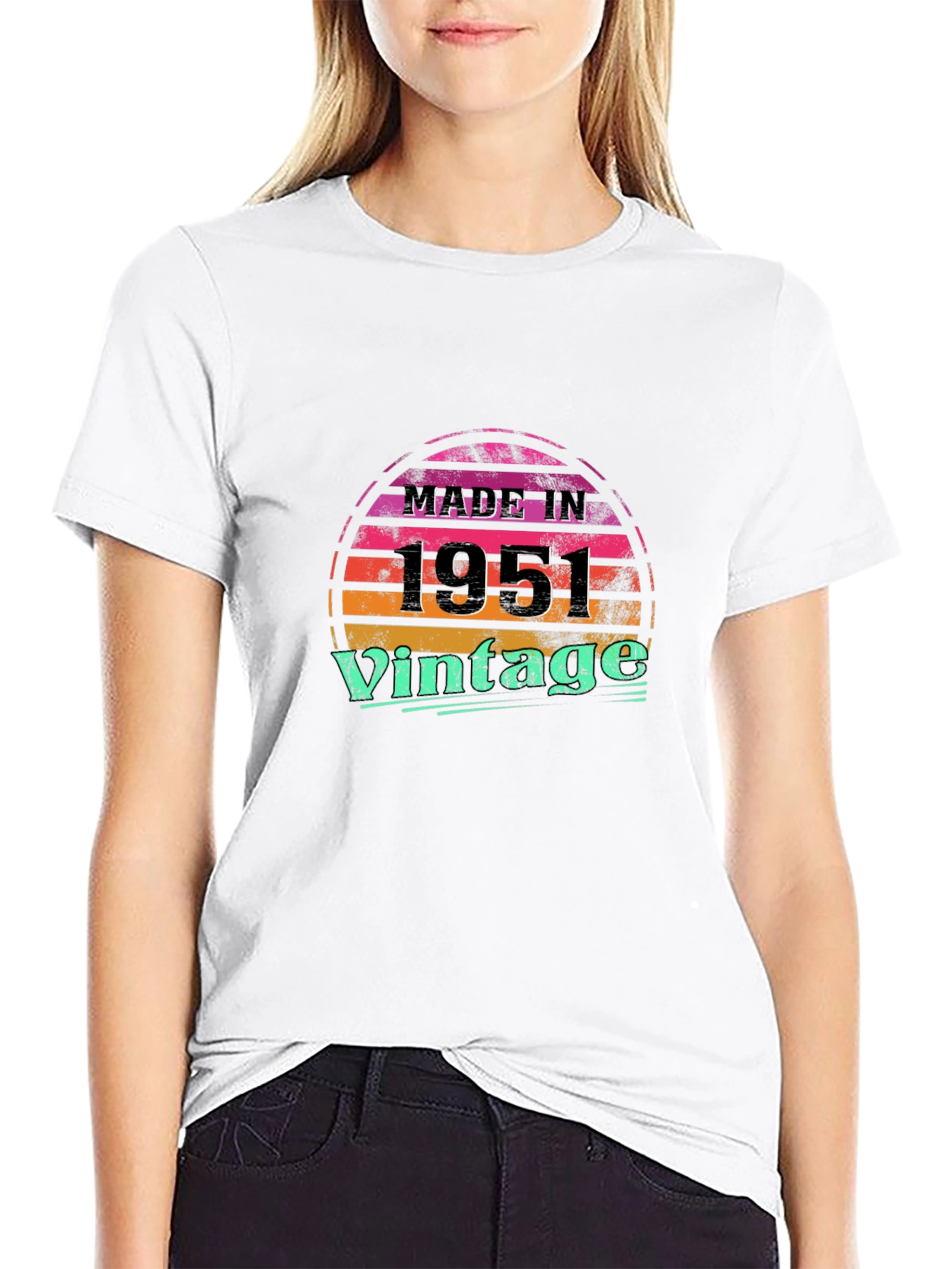 Black Made in 1951 Vintage T-Shirt - Birthday Gift view 9