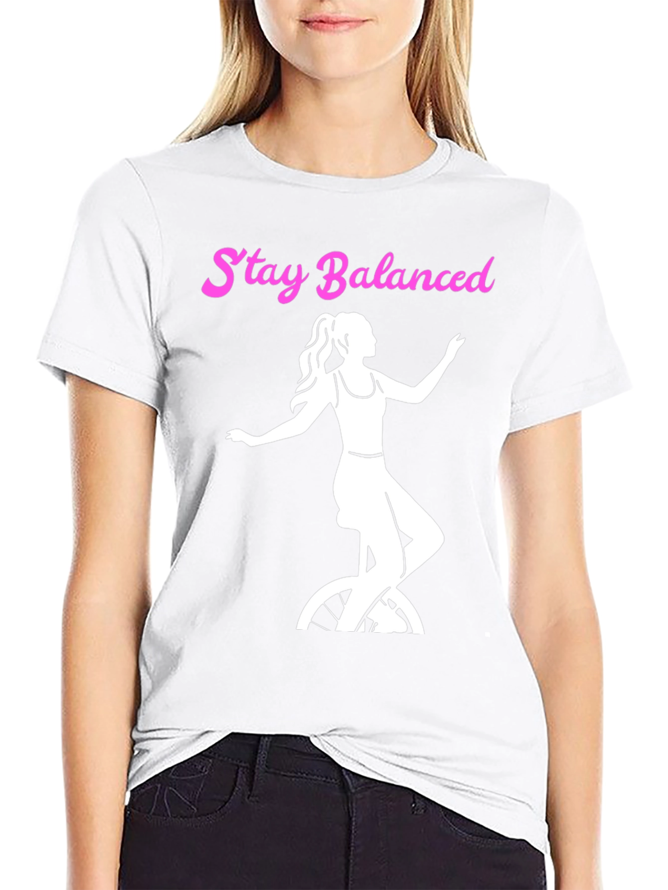 Black Stay Balanced Graphic Tee - Unicycle Design view 9