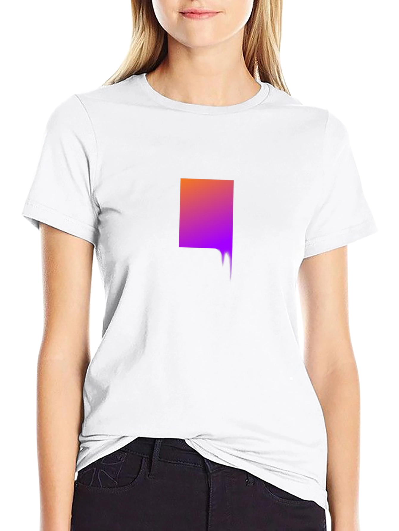 Black Gradient Square Drip Graphic Tee - Trendy Casual Wear view 9
