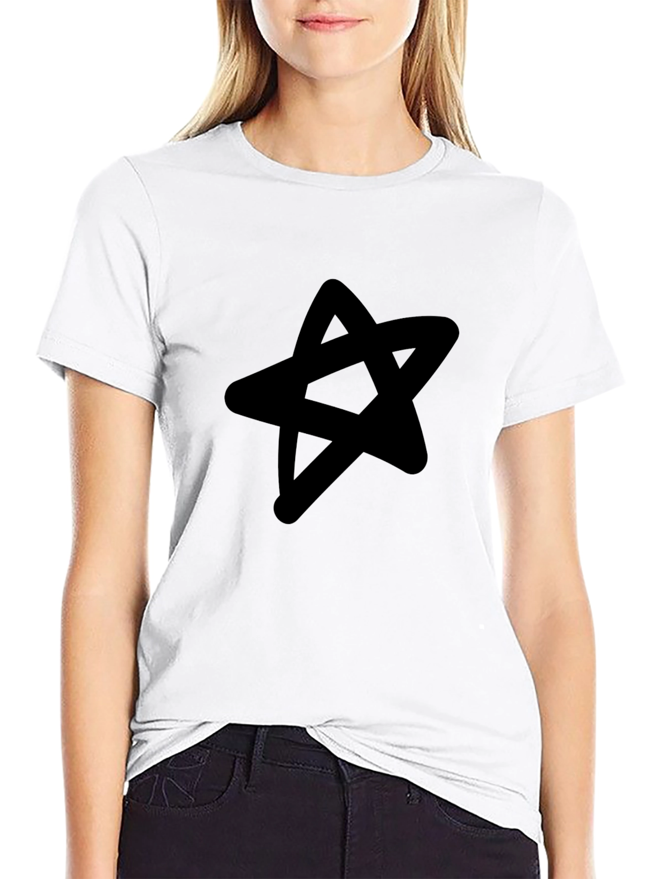 Black Star Graphic Black T-Shirt - Casual Men's Tee view 9
