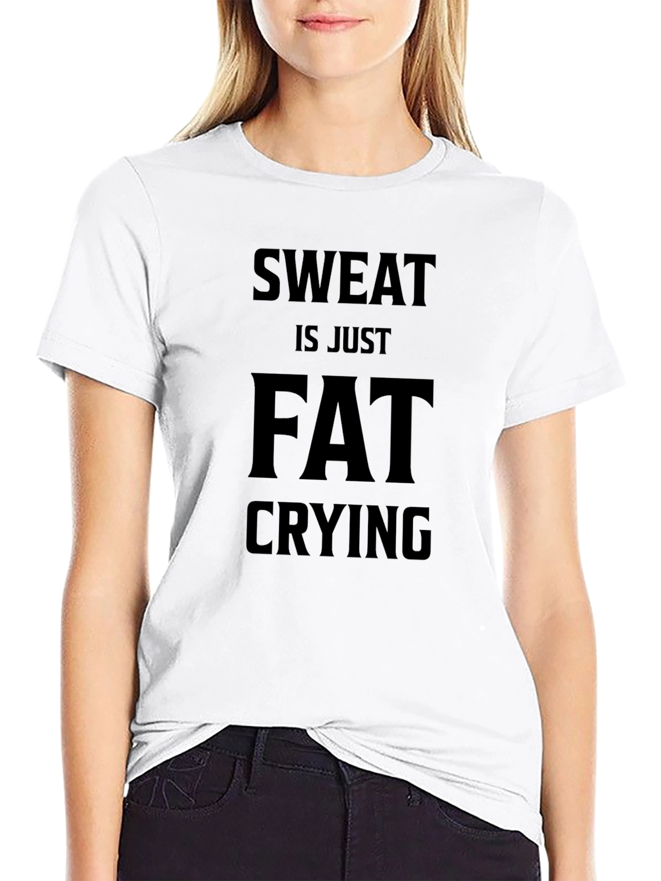 Black Sweat is Just Fat Crying Men's Black T-Shirt view 9