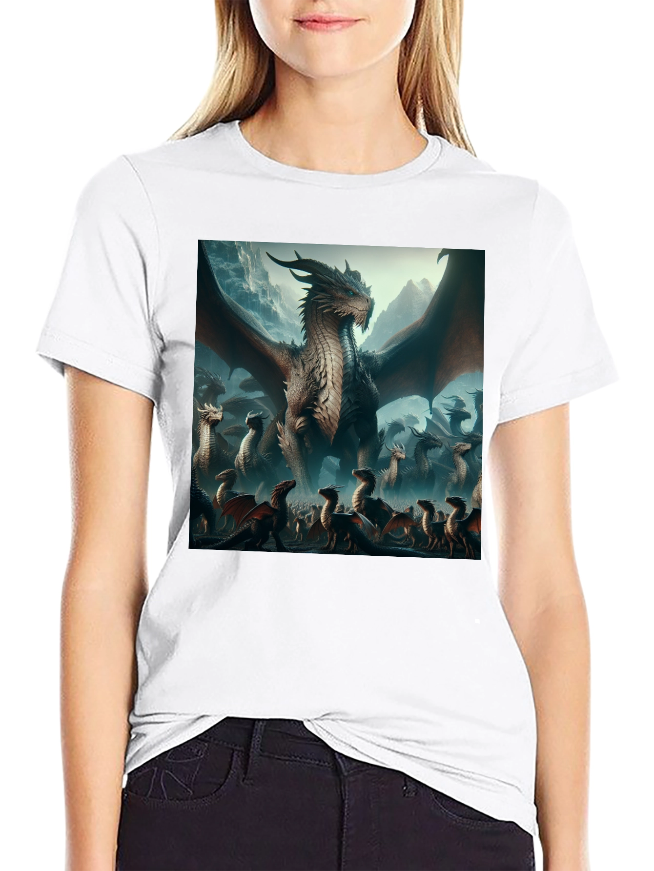 Black Dragon T-Shirt - Fantasy Art Graphic Tee view 9